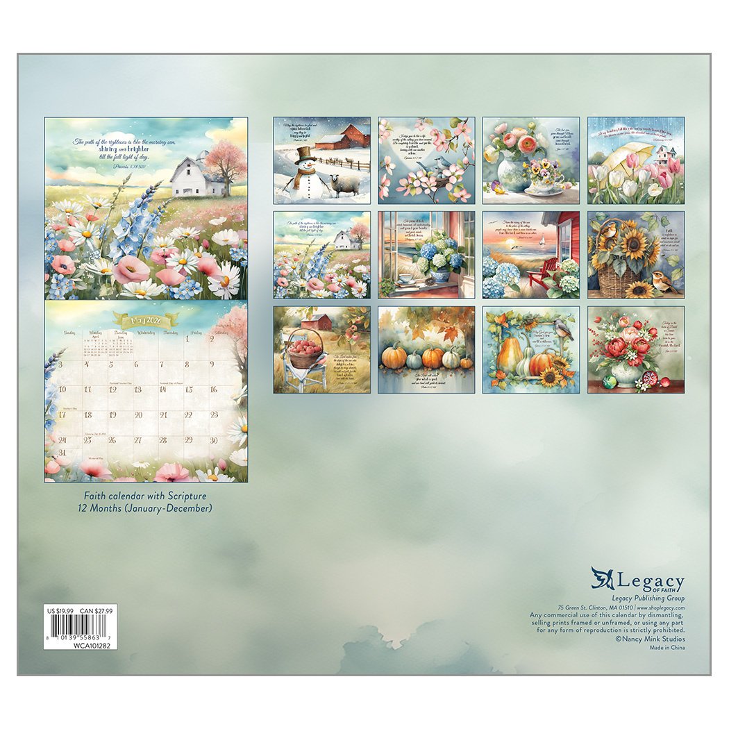 2026 Legacy Faithful Heart & Home - Scripture - Deluxe Wall Calendar