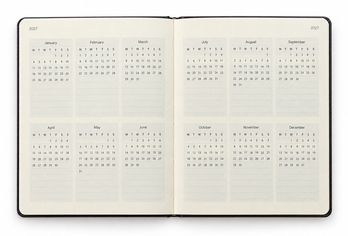 Personalised 2027 A5 Daily & Monthly Appointment Planner - Hard Cover Diary