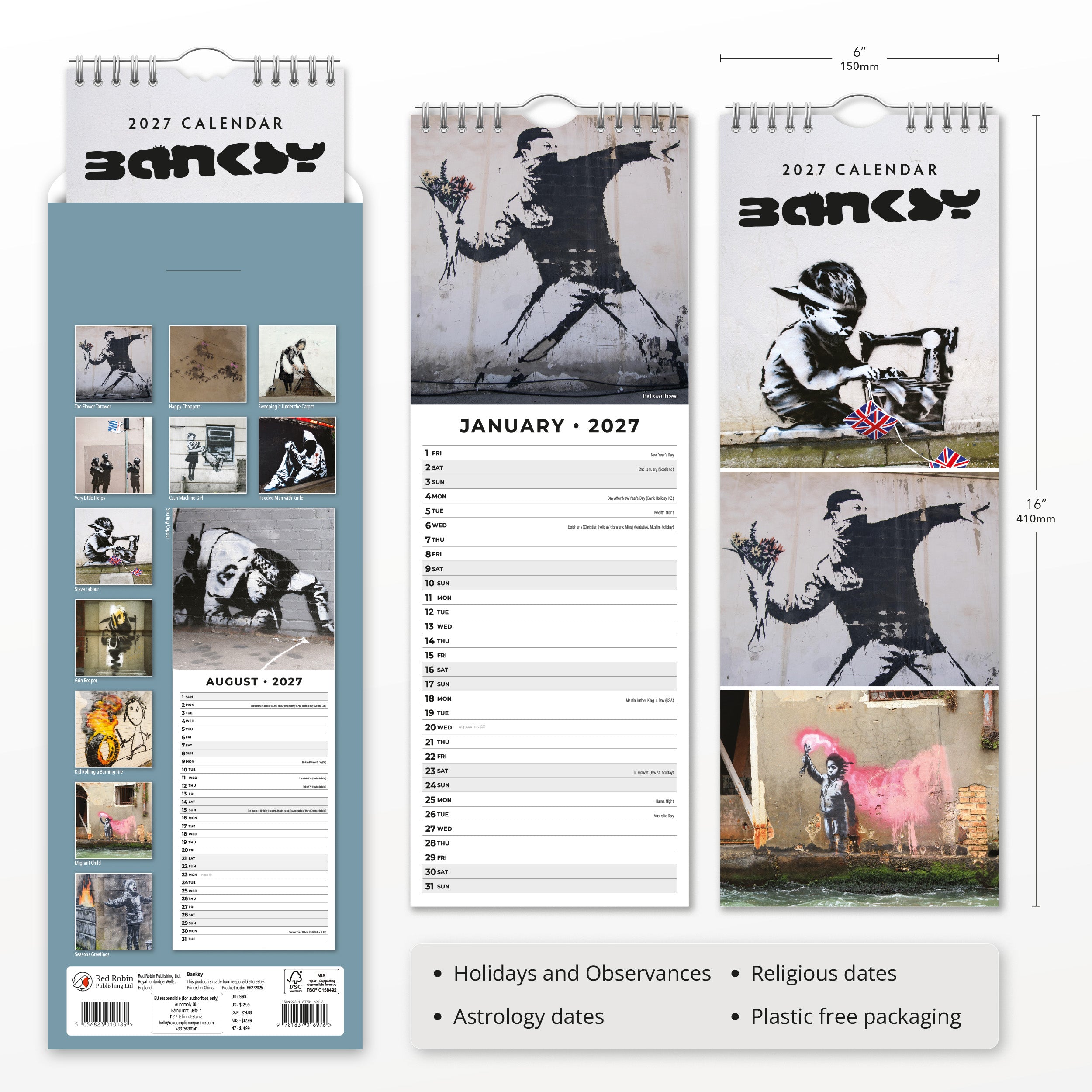 2027 Banksy - Slim Wall Calendar