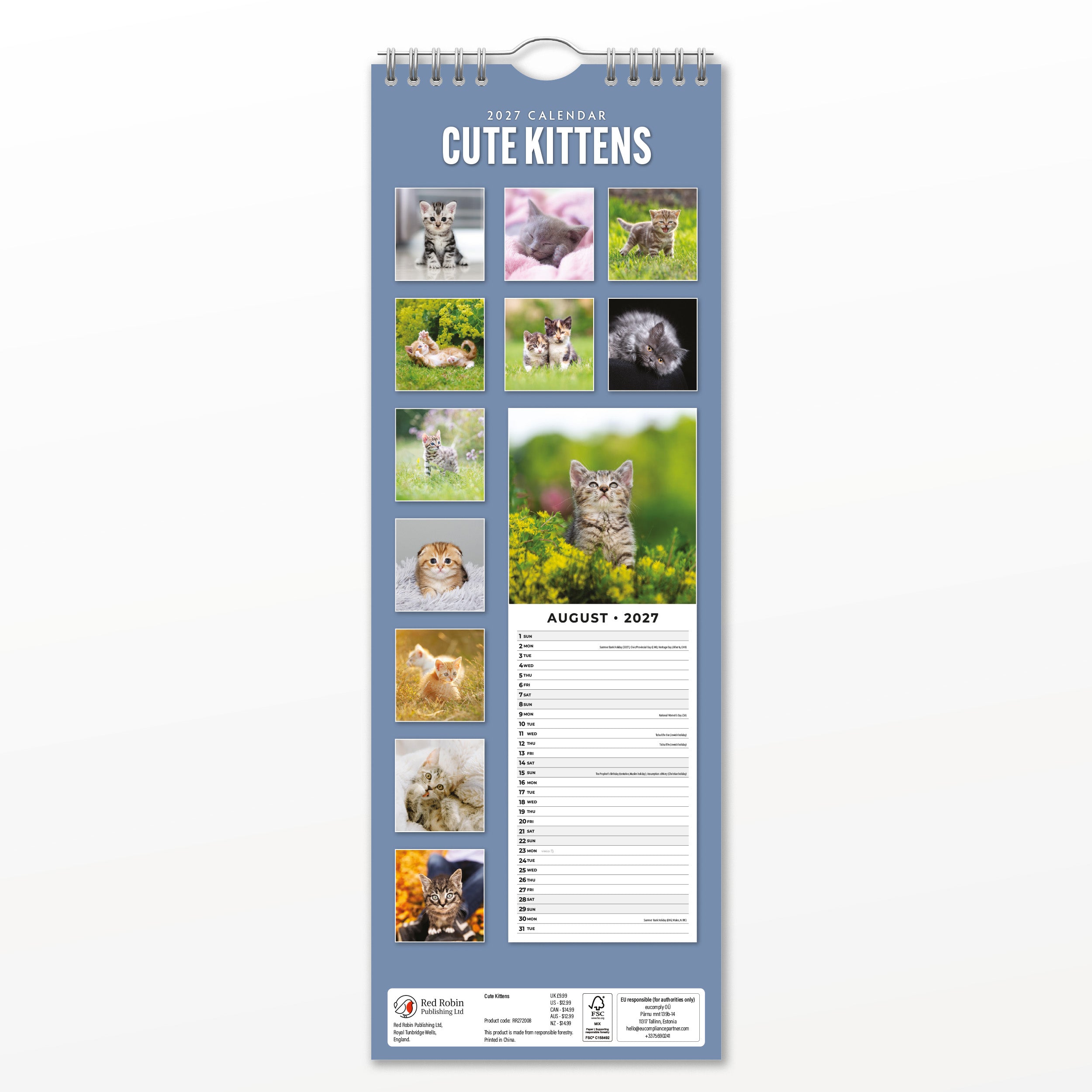 2027 Cute Kittens - Slim Wall Calendar