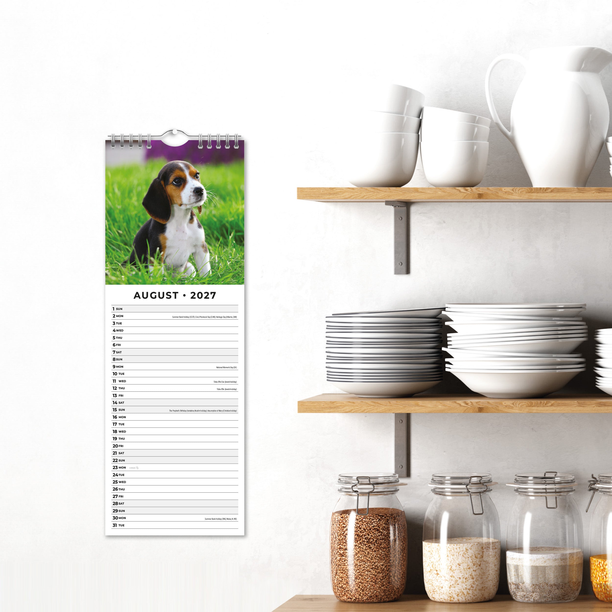 2027 Cute Puppies - Slim Wall Calendar