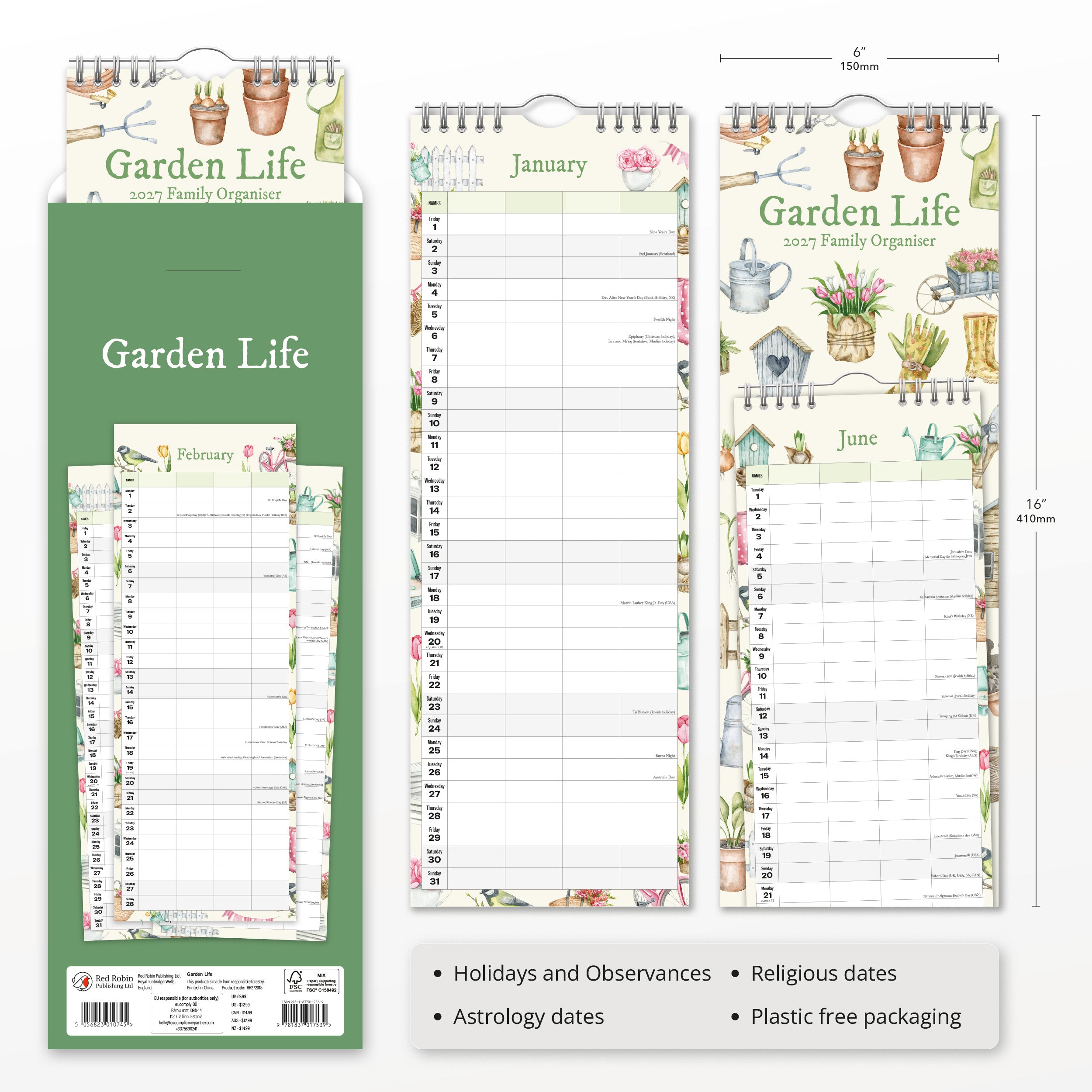 2027 Garden Life - Slim Wall Calendar