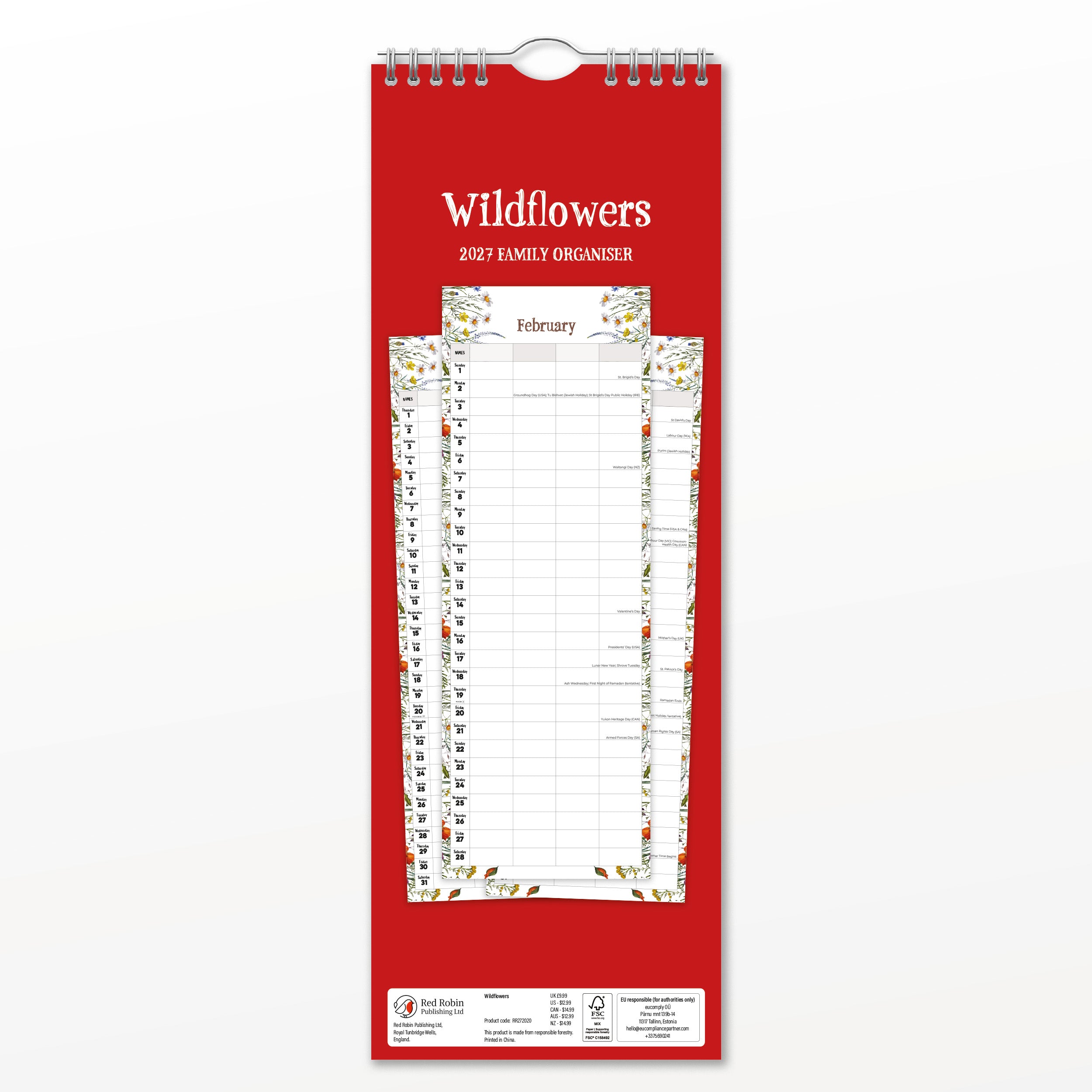 2027 Wildflowers - Slim Wall Calendar