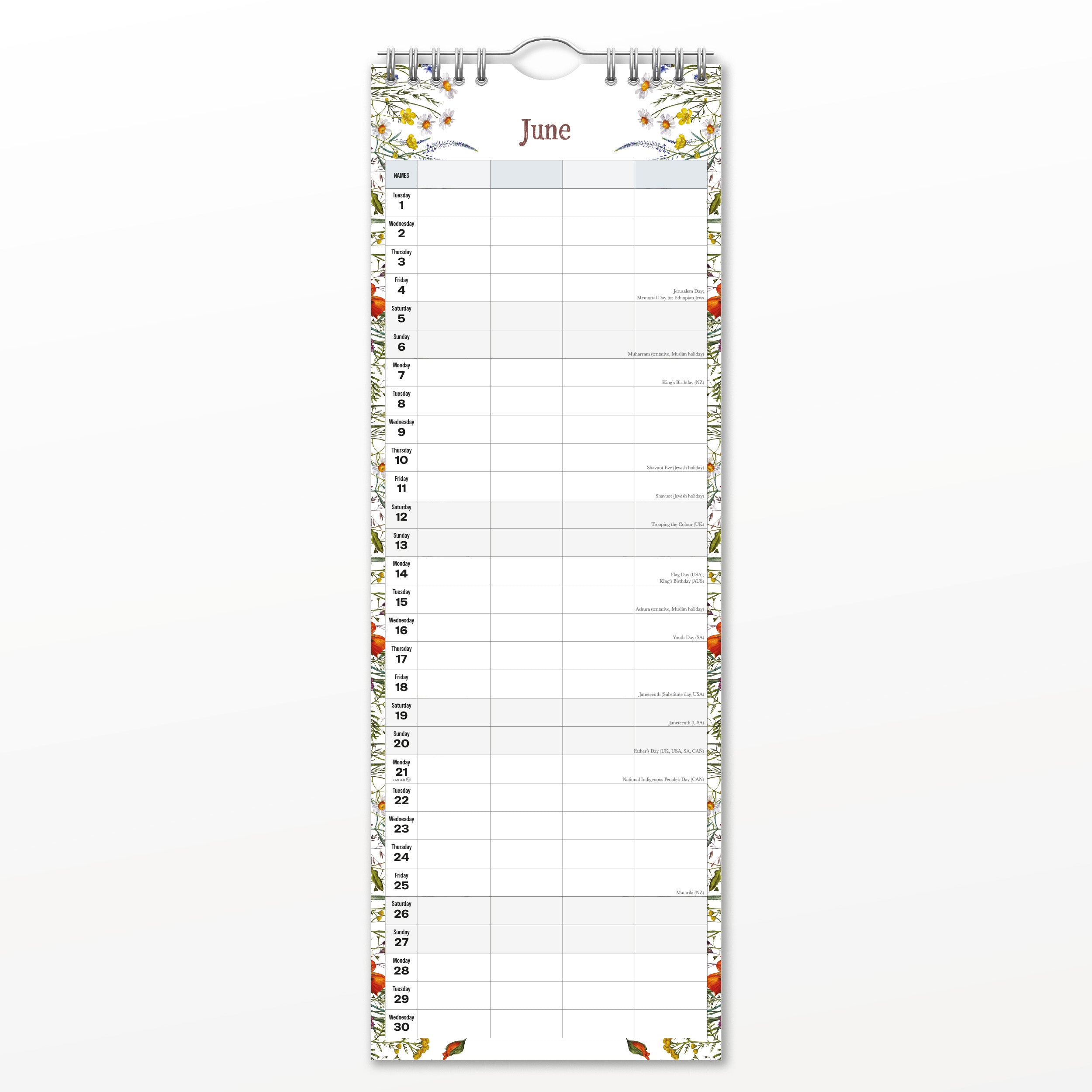 2027 Wildflowers - Slim Wall Calendar