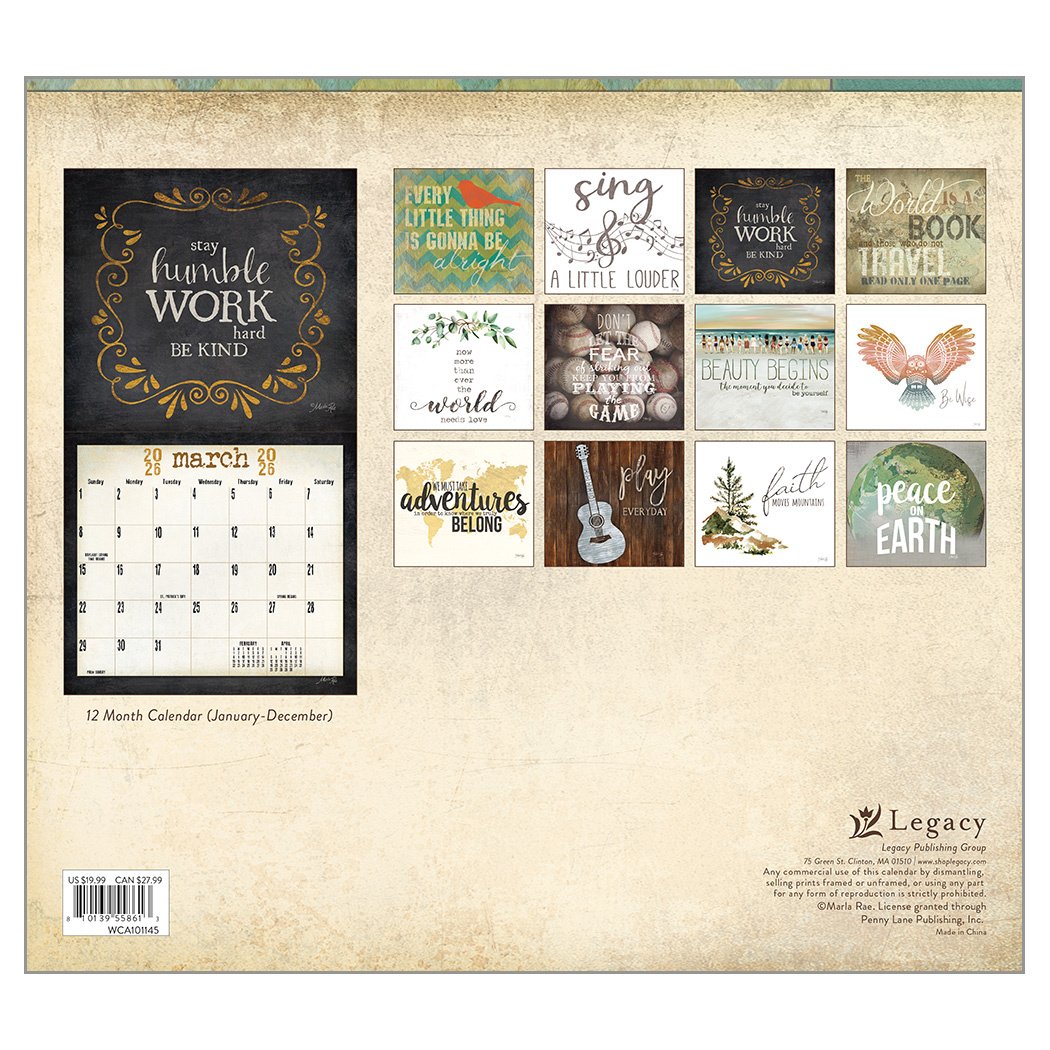 2026 Legacy Words To Live By - Deluxe Wall Calendar