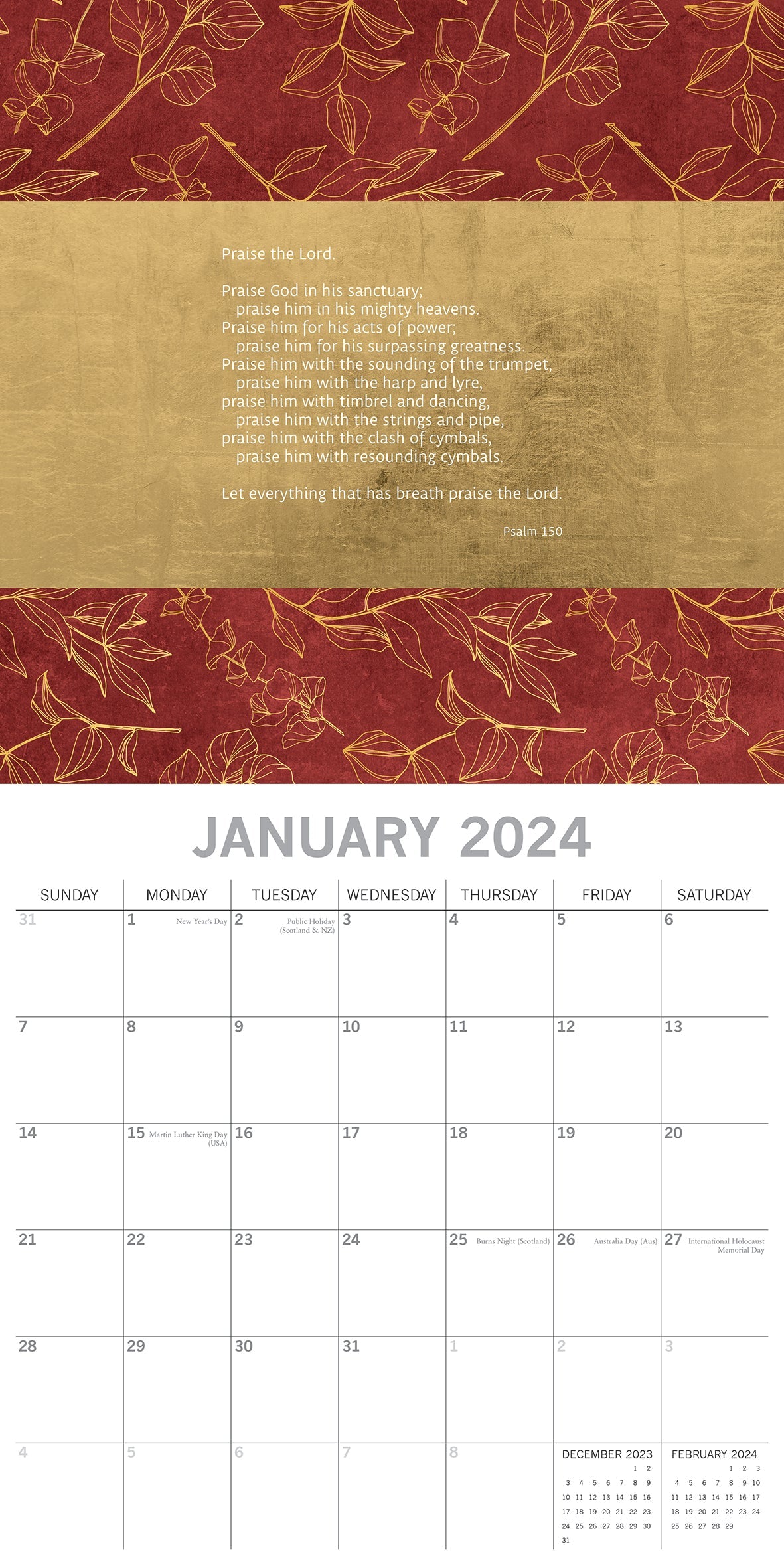 2024 Beloved Psalms - Square Wall Calendar