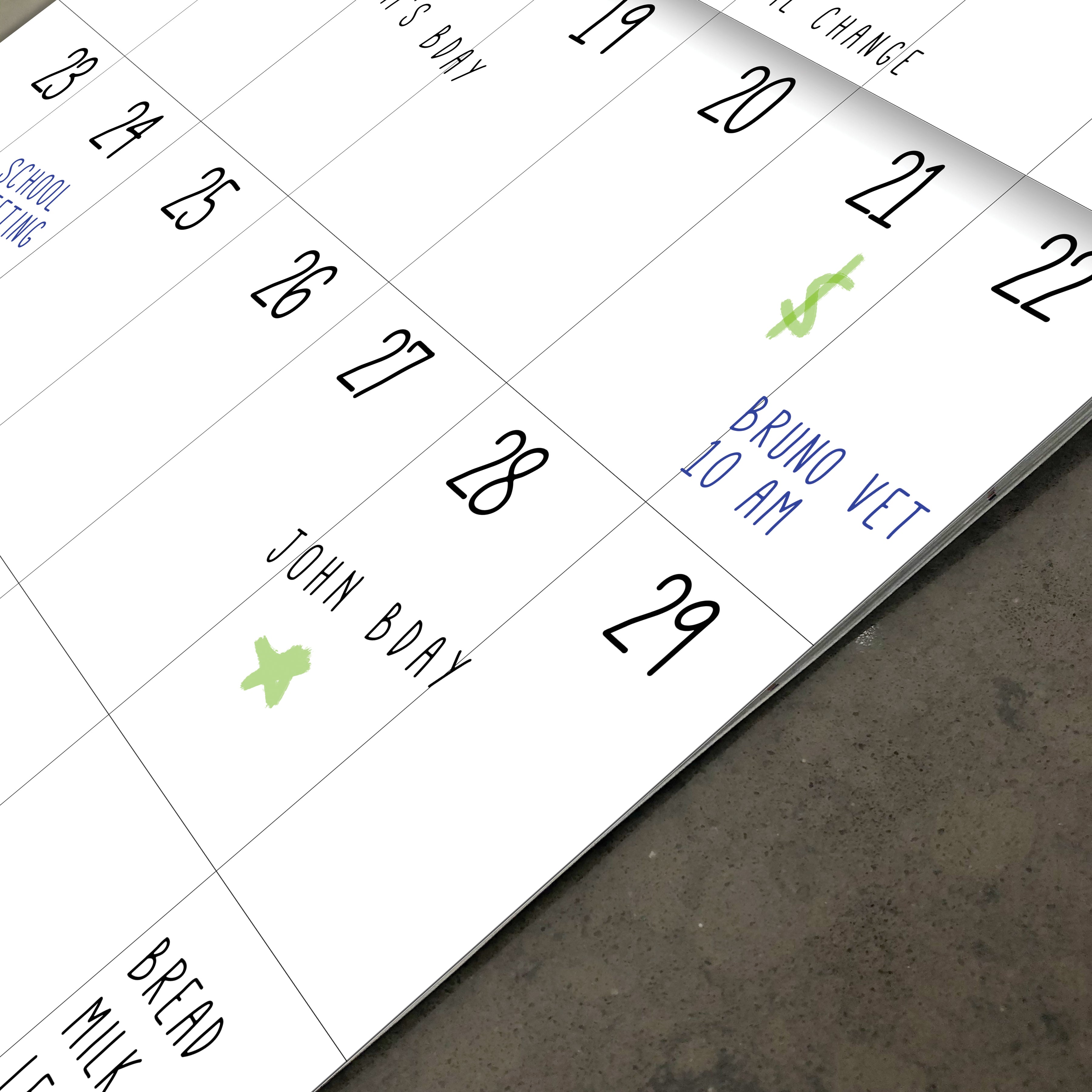 Dry Erase Vertical - Perpetual Undated Wall Calendar