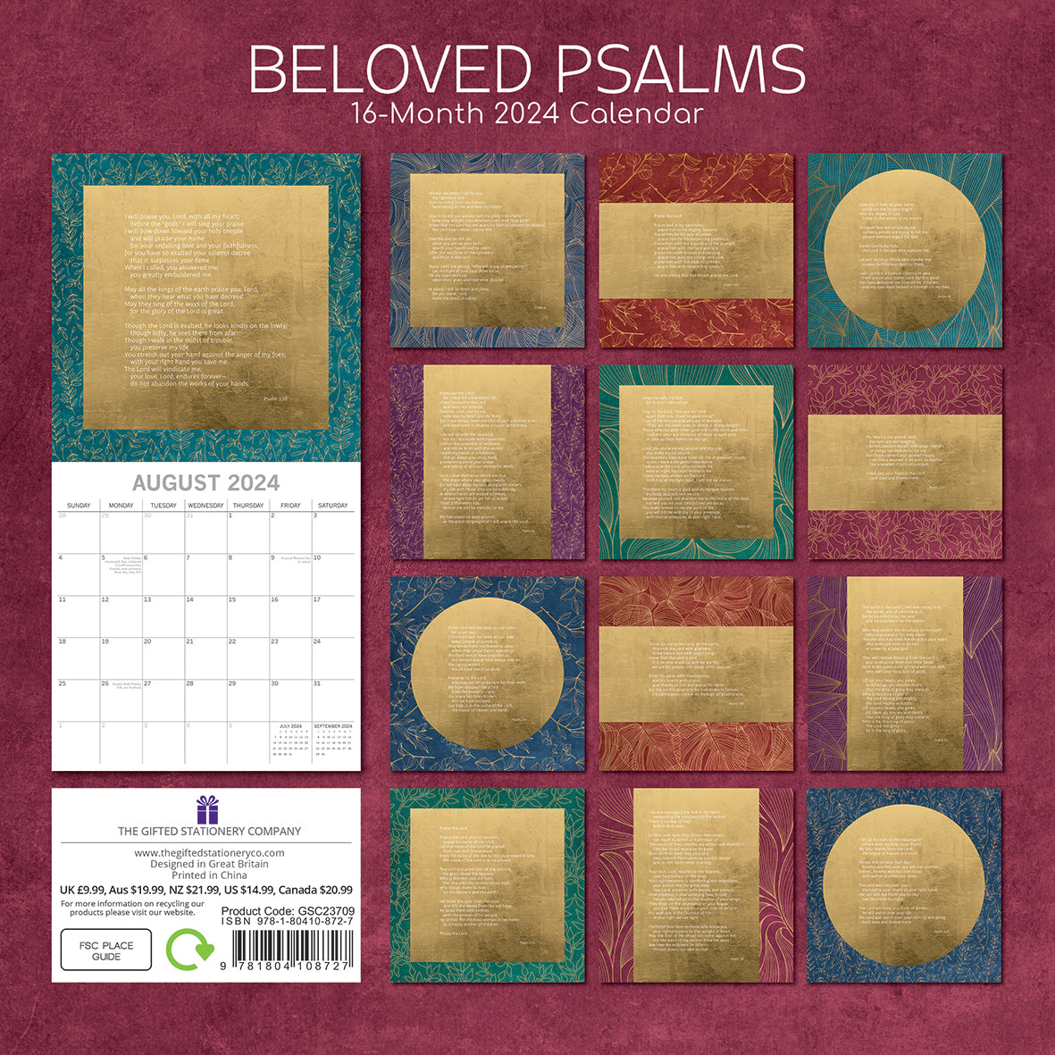 2024 Beloved Psalms - Square Wall Calendar