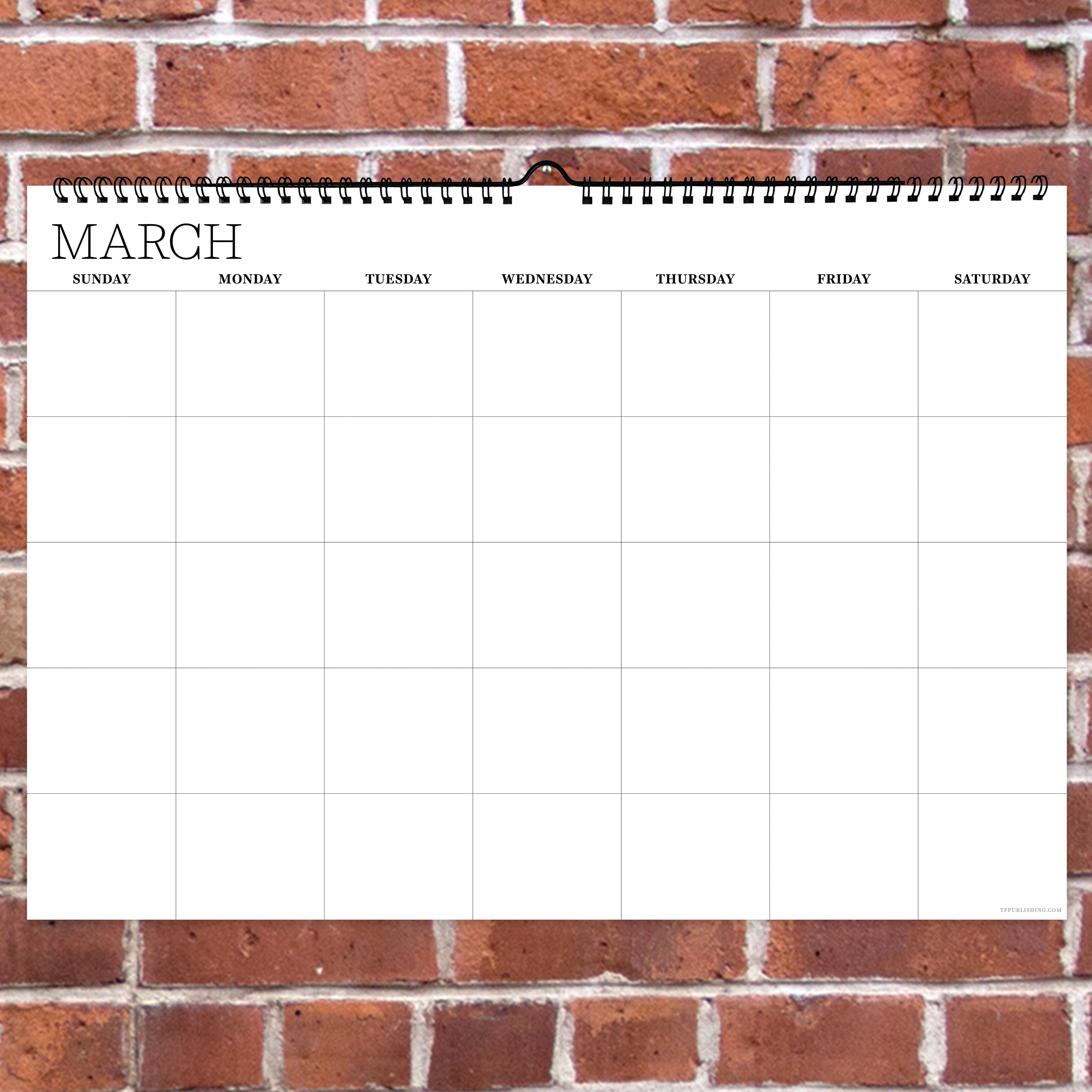 Dry Erase Medium Wire-o Hanging Horizontal - Perpetual Undated Wall Calendar