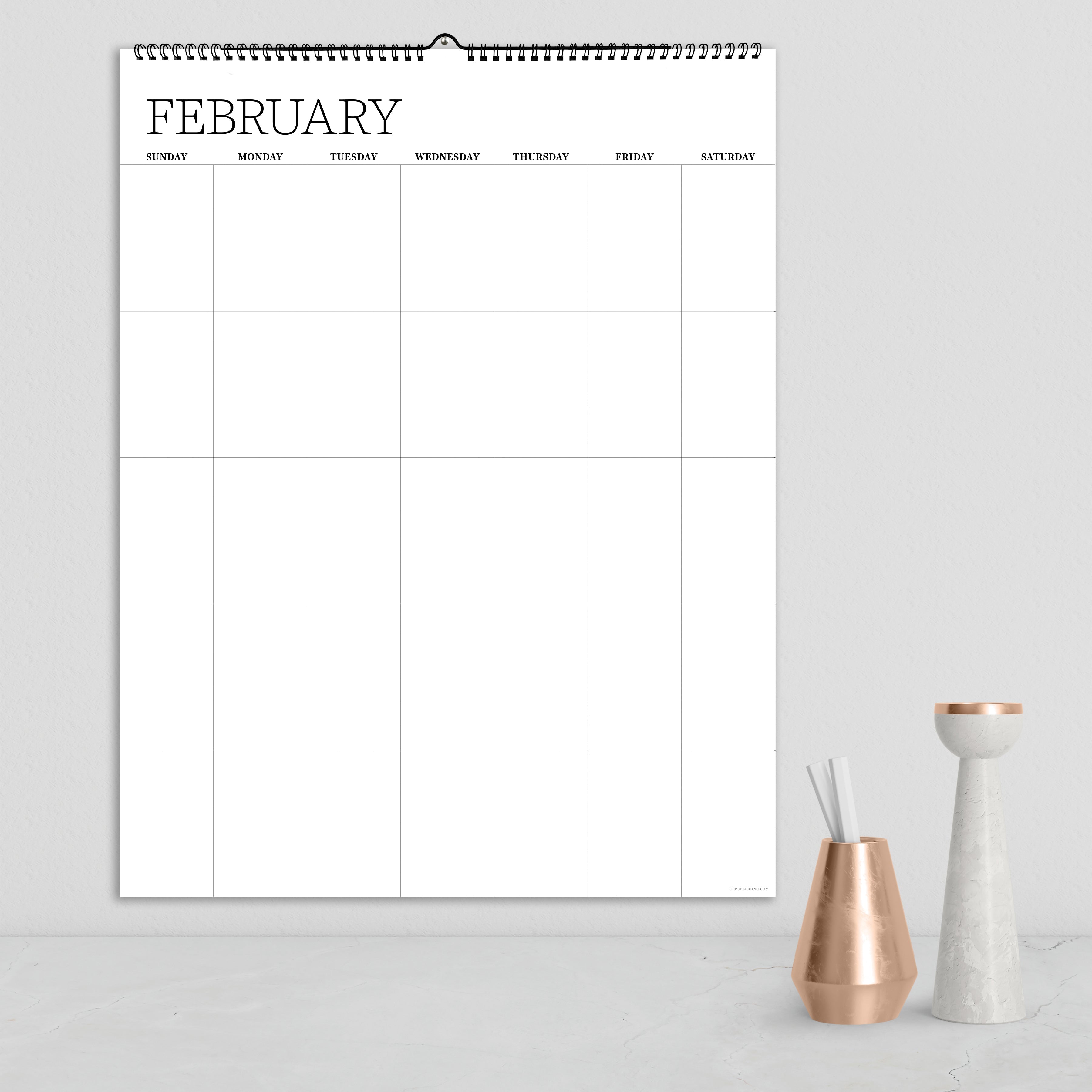 Dry Erase Large Wire-o Hanging Vertical - Perpetual Undated Wall Calendar
