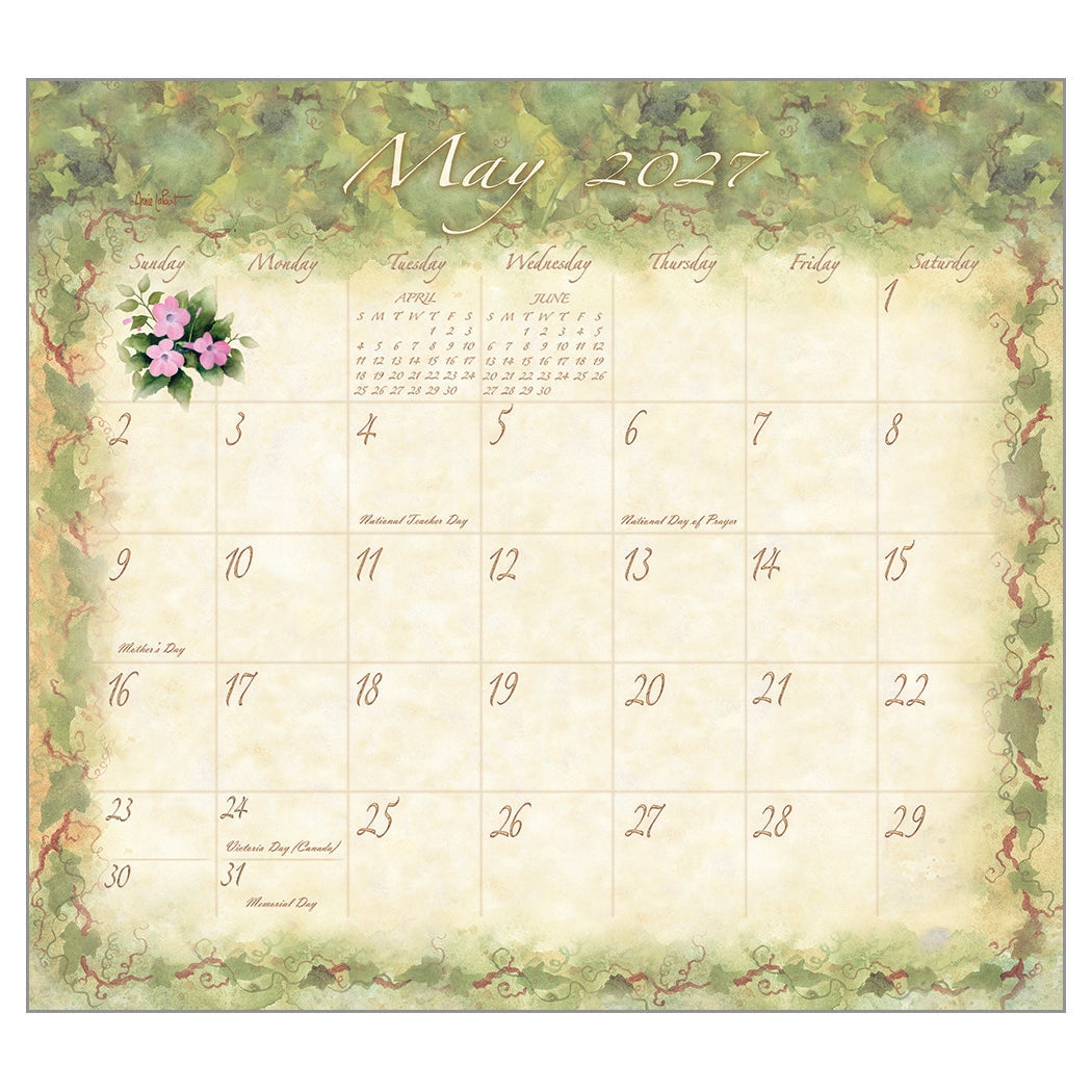 2027 Graceful Garden - Deluxe Wall Calendar by Diane Labombarbe
