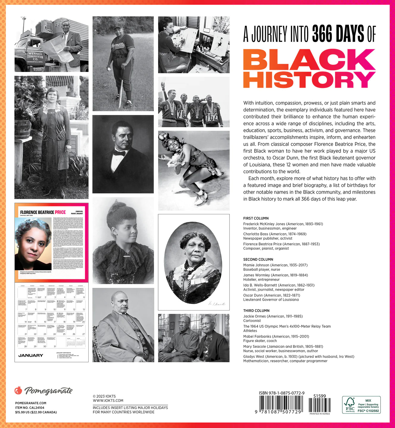 2024 A Journey Into 366 Days Of Black History - Square Wall Calendar