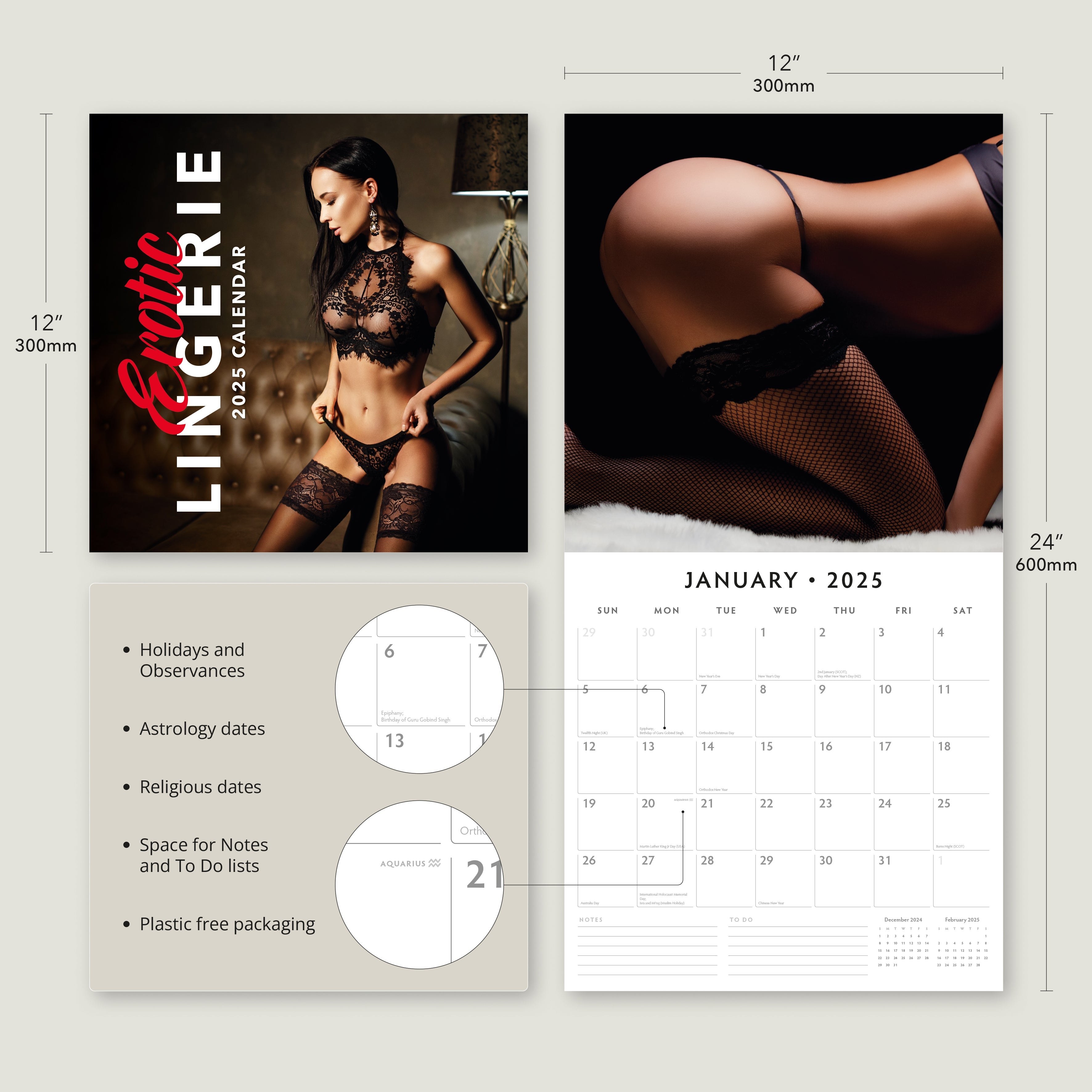 2025 Erotic Lingerie - Square Wall Calendar