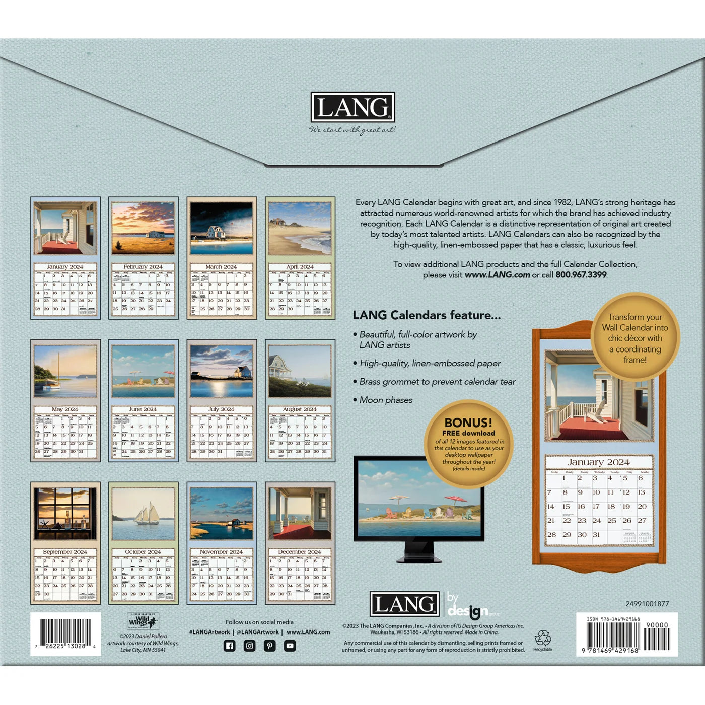 2024 LANG Seaside By Daniel Pollera - Deluxe Wall Calendar
