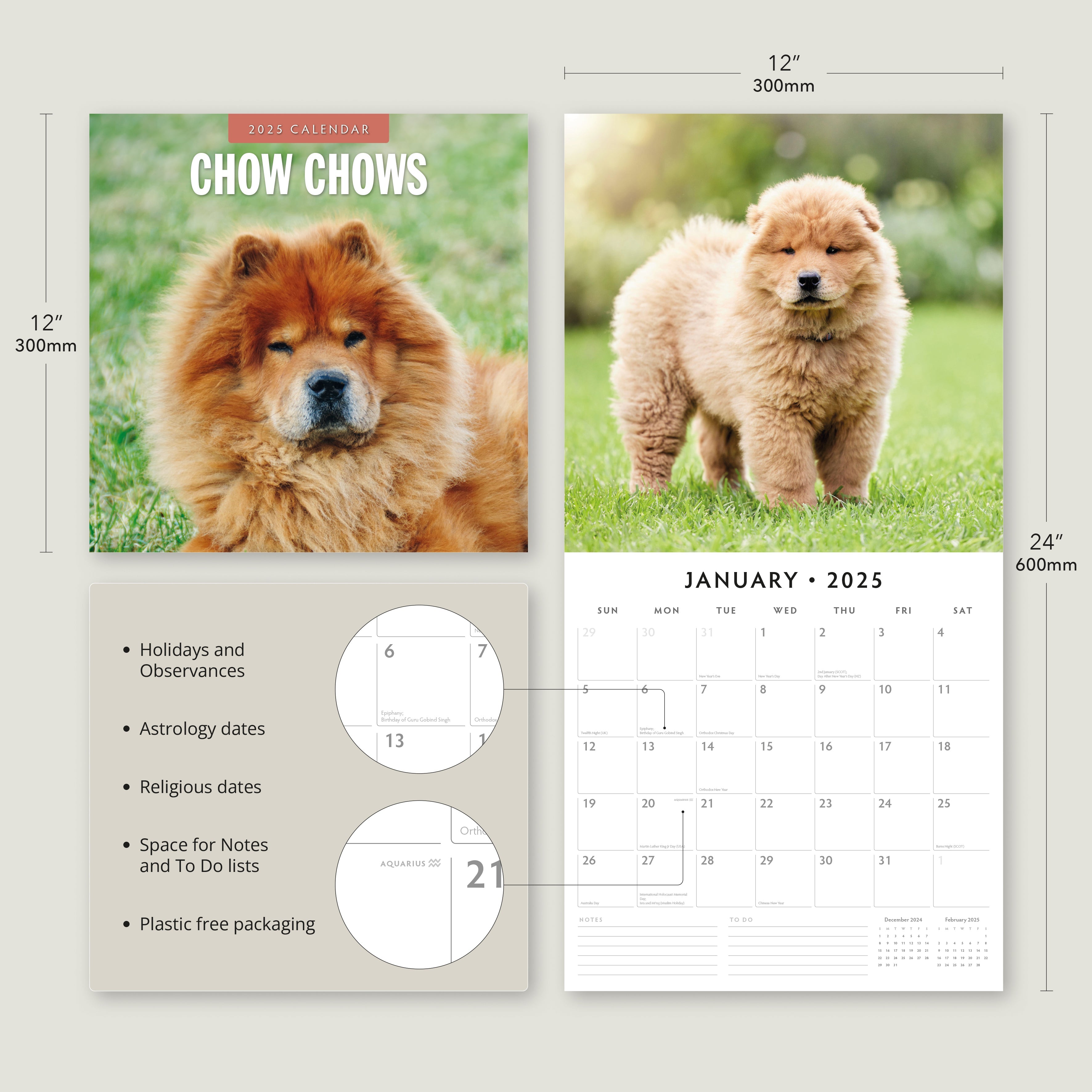 2025 Chow Chows - Square Wall Calendar