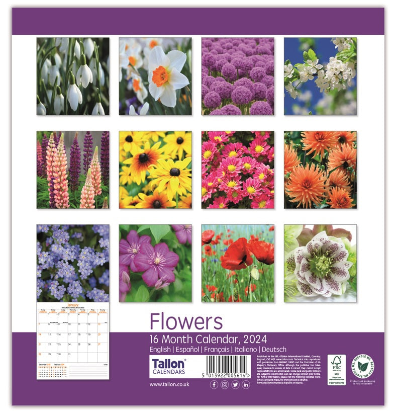 2024 Flowers (by Tallon)- Square Wall Calendar