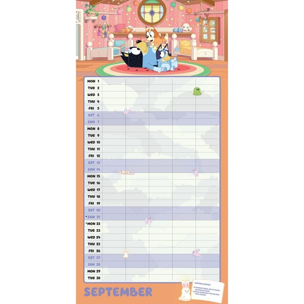 2025 Bluey Family Organiser - Square Wall Calendar