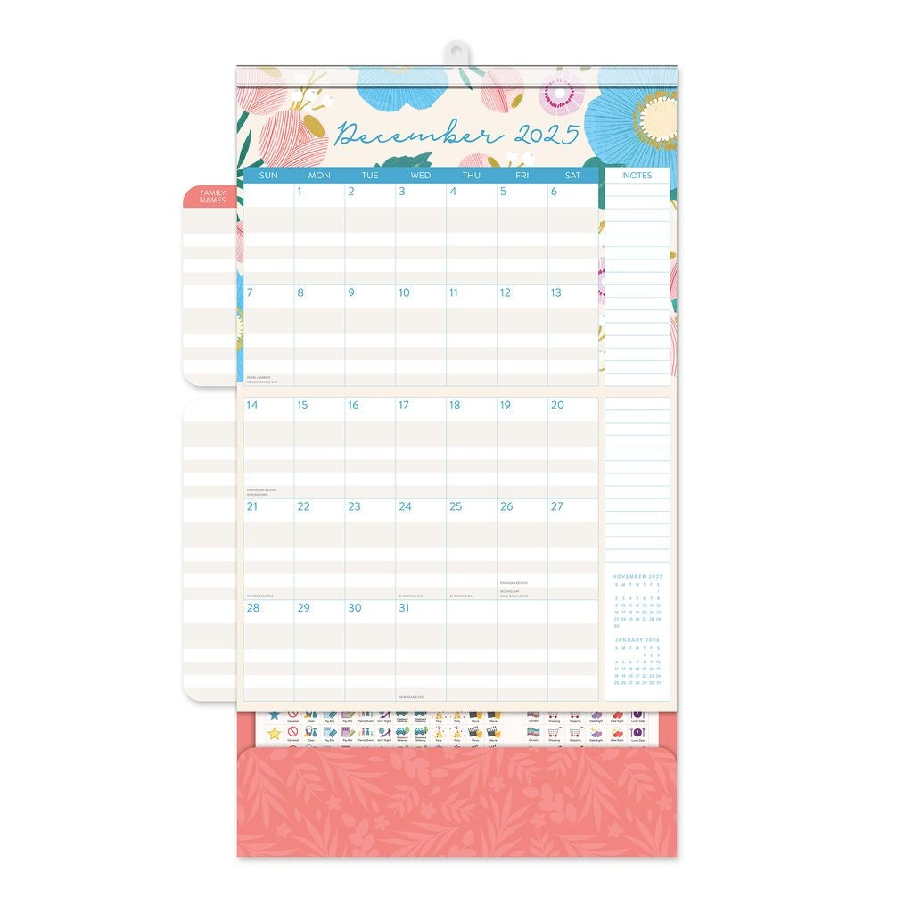 2025 Bella Flora Do It All Wall Family Planner - Deluxe Wall Calendar