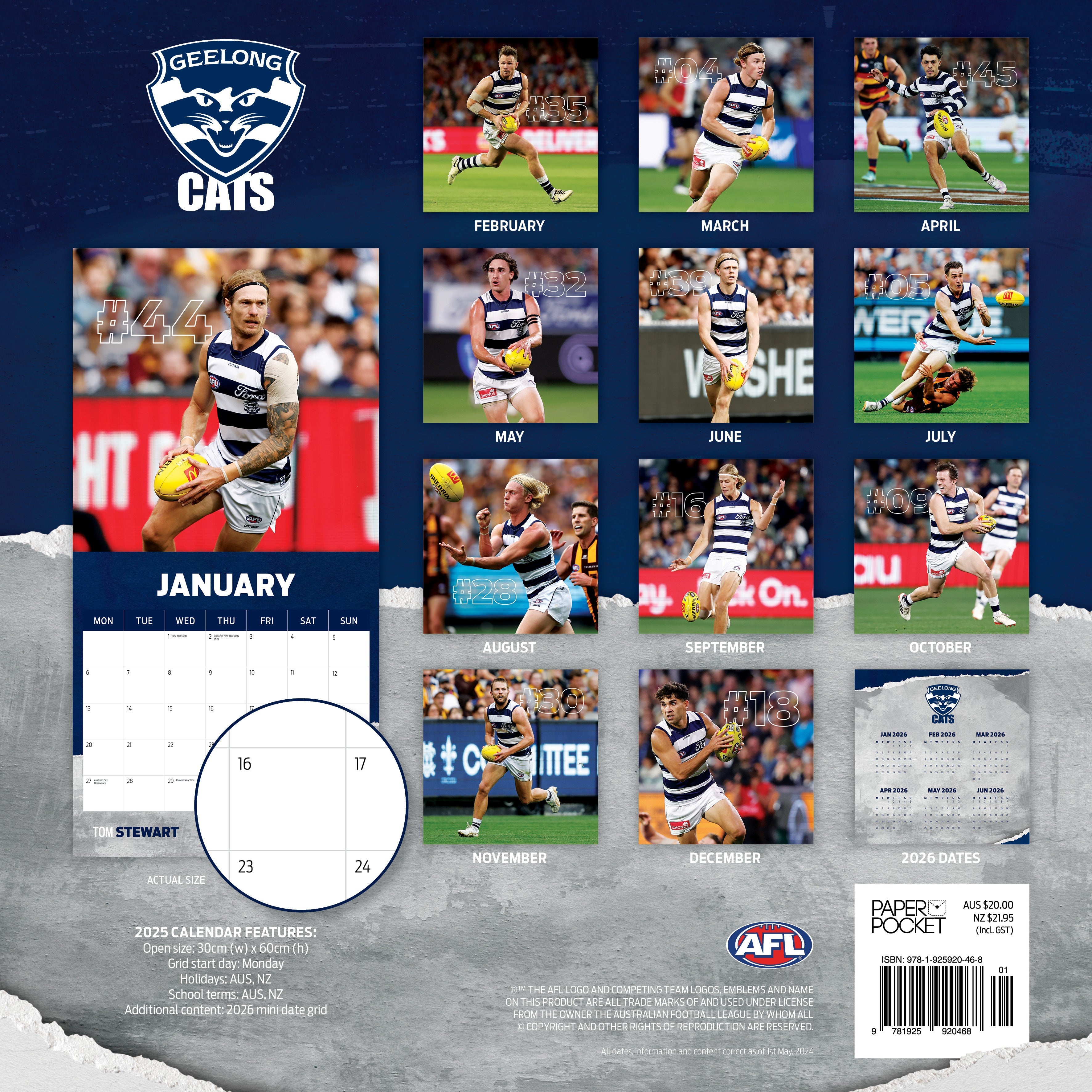 2025 AFL Geelong Cats - Square Wall Calendar