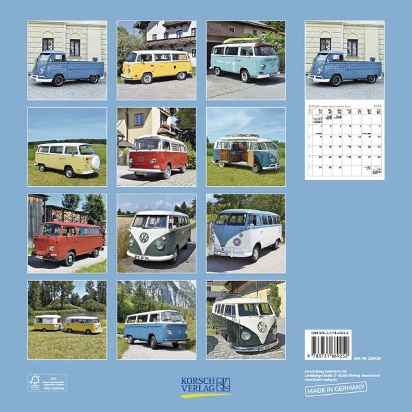 2024 VW Vans Square Wall Calendar Cars & Transport Calendars