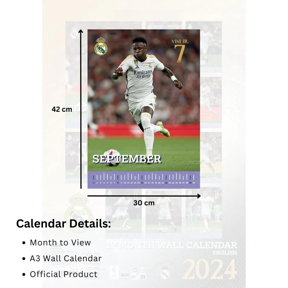 2024 Real Madrid FC A3 Wall Calendar