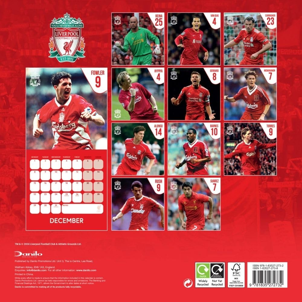 2025 Liverpool Fc Legends - Square Wall Calendar