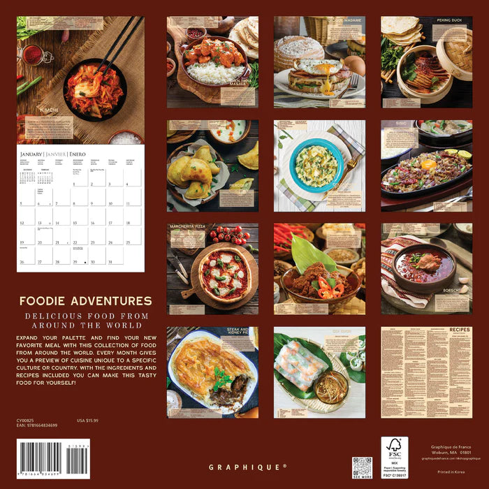 2025 Foodie Adventures - Square Wall Calendar