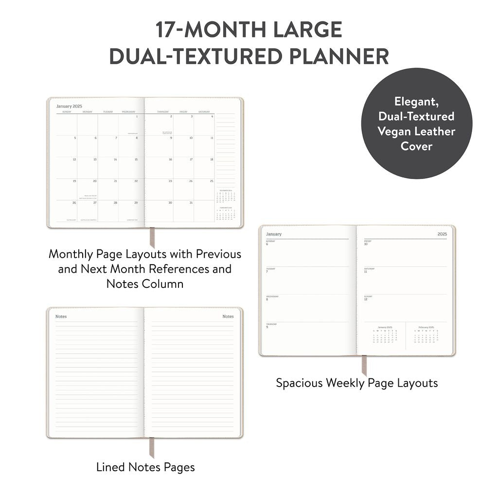 2025 Dots on Dove Gray - Large Dual-Textured Weekly & Monthly Diary/Planner