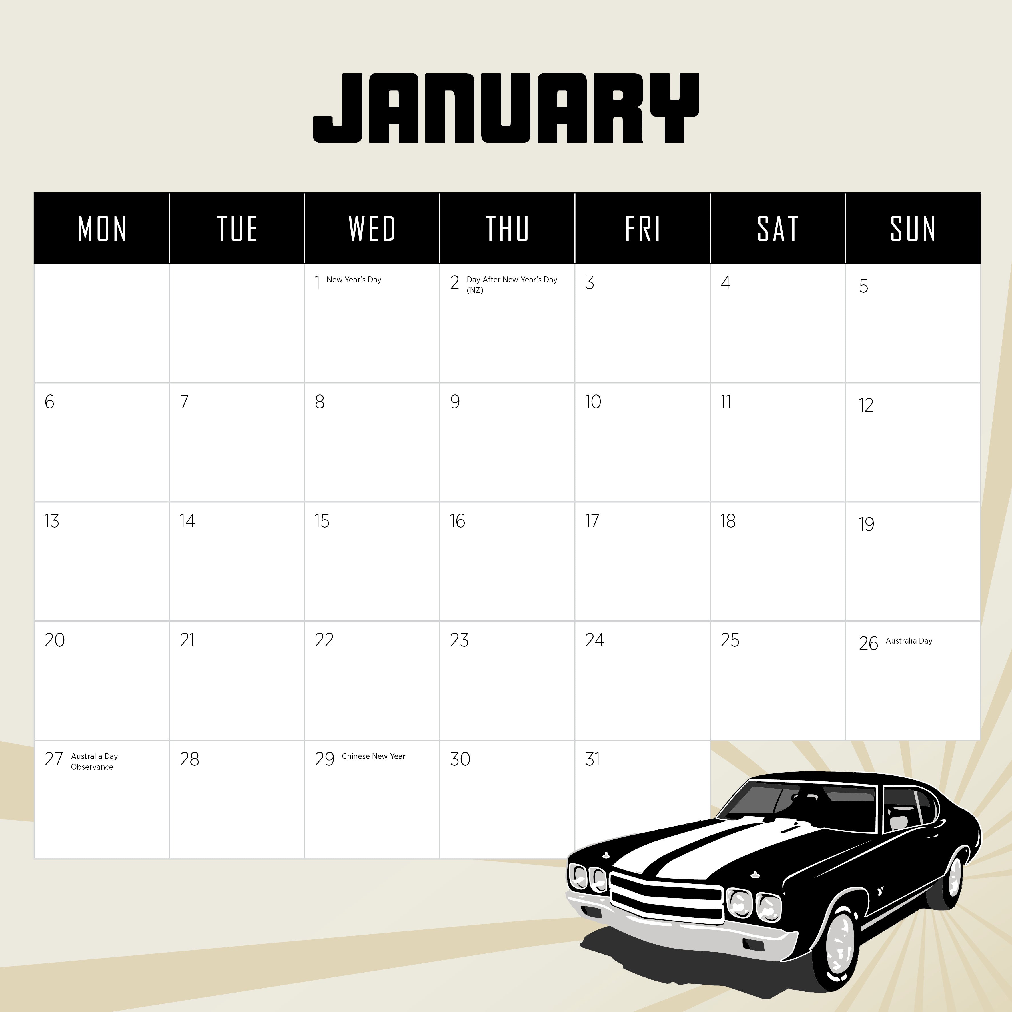 2025 Australian Muscle Cars - Square Wall Calendar