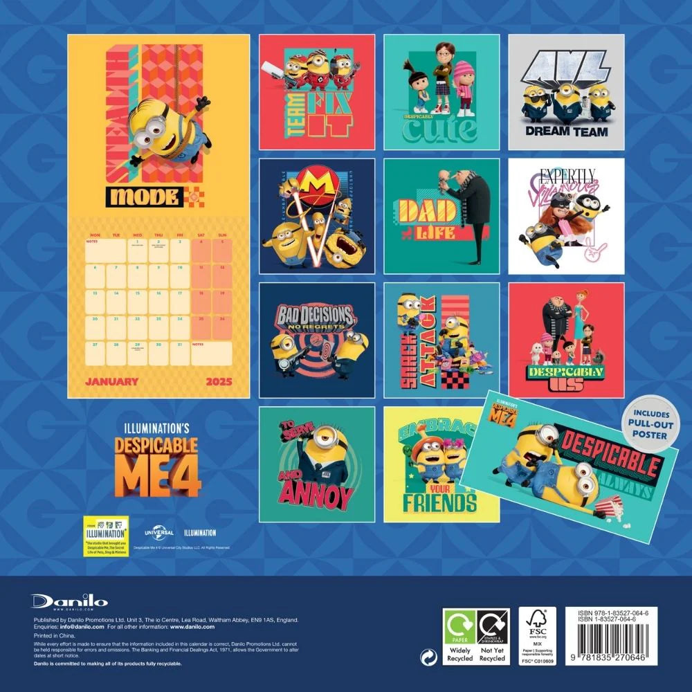 2025 Despicable Me 4 Movie - Square Wall Calendar