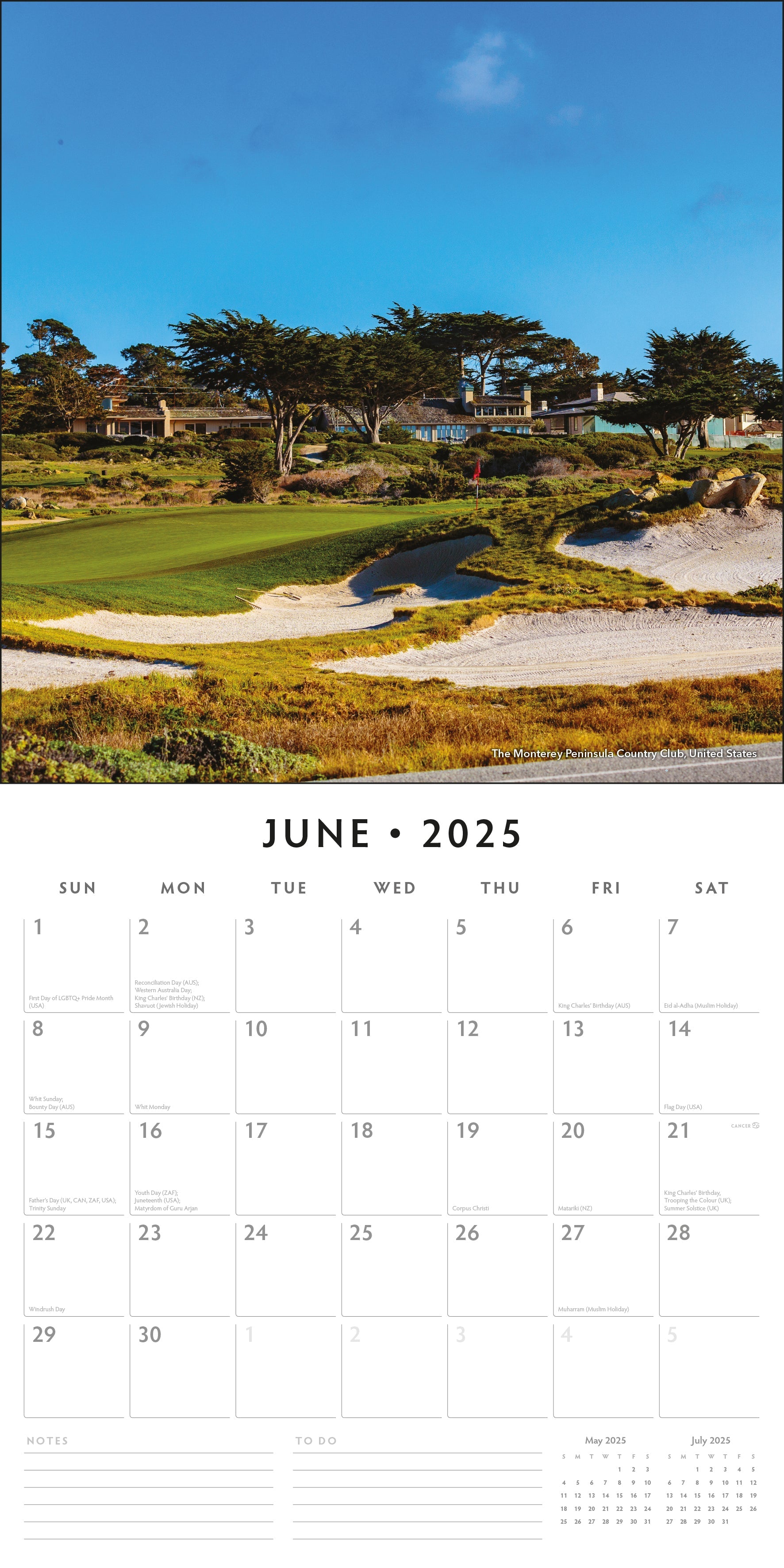 2025 World of Golf - Square Wall Calendar