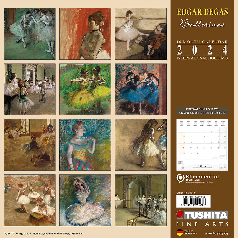 2024 DEGAS Ballerinas - Square Wall Calendar