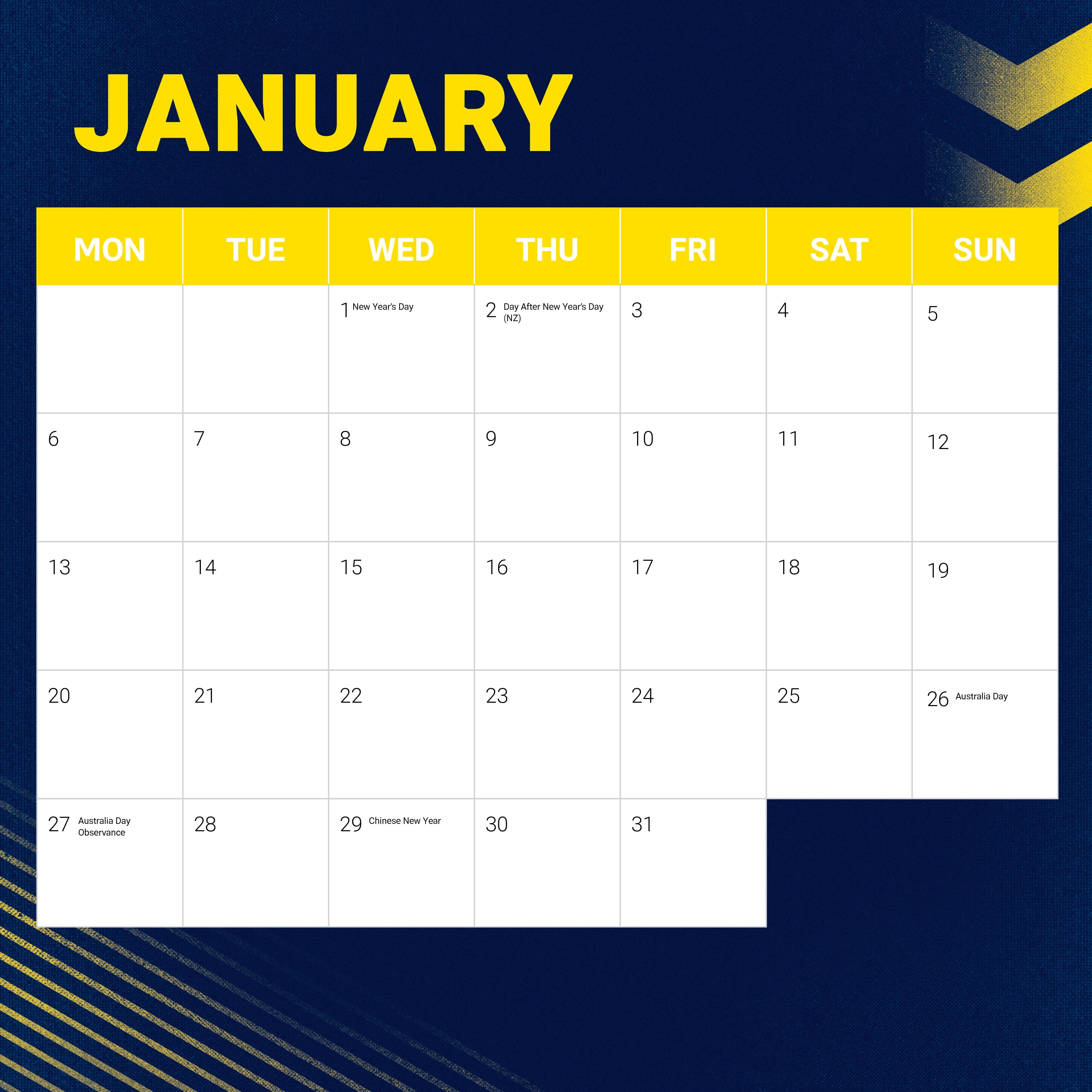 2025 NRL North Queensland Cowboys - Square Wall Calendar