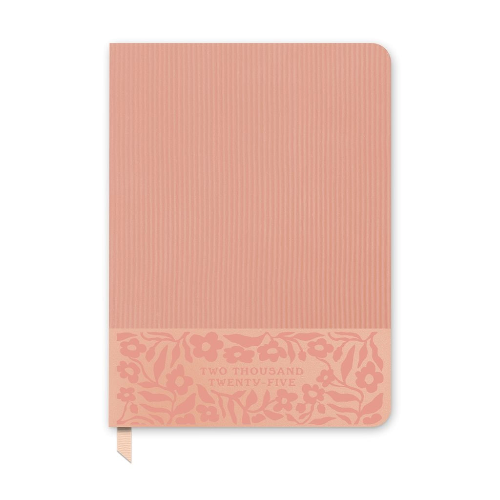 2025 Flowers on Rose Quartz - Large Dual-Textured Weekly & Monthly Diary/Planner