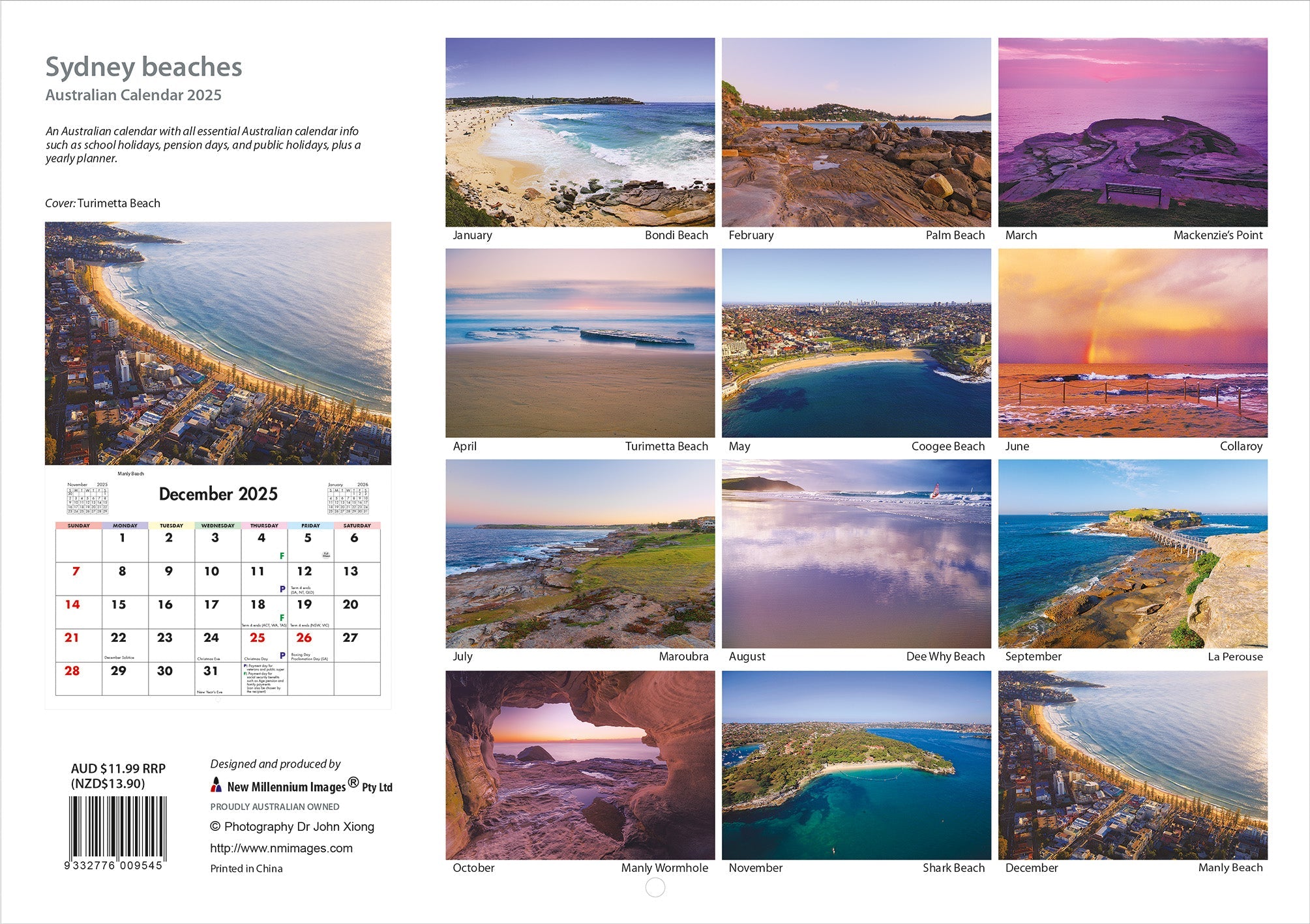 2025 Sydney Beaches - Horizontal Wall Calendar