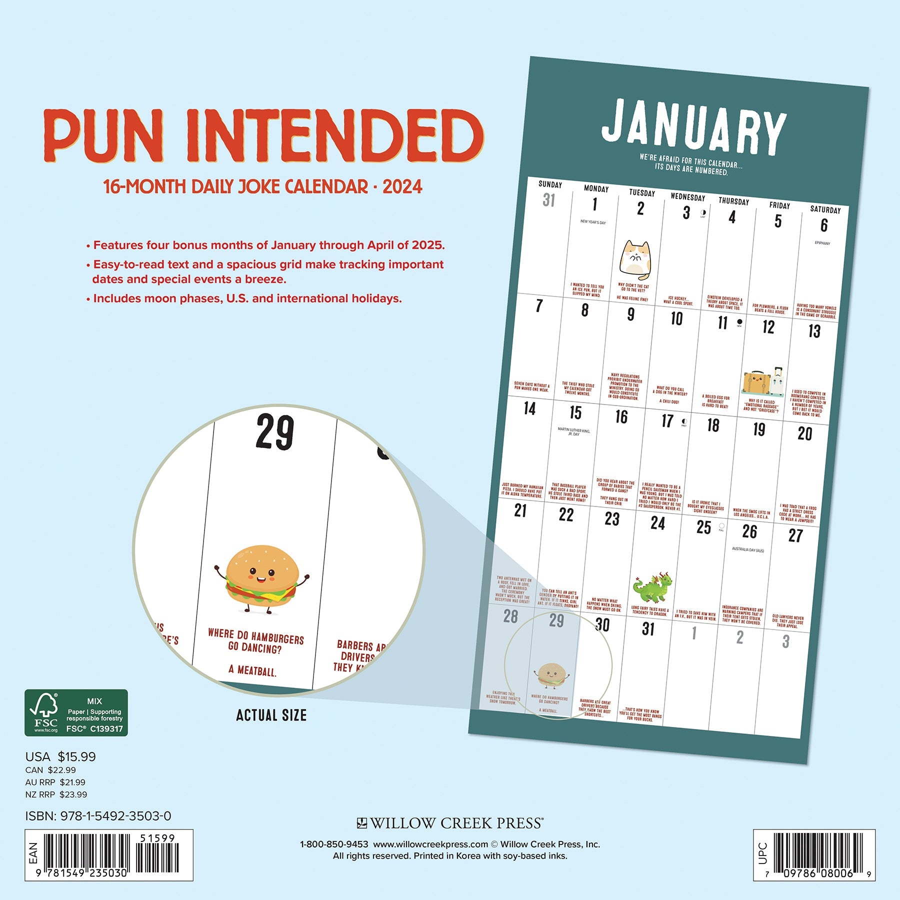 2024 Pun Intended Square Wall Calendar Fun & Humor Calendars by