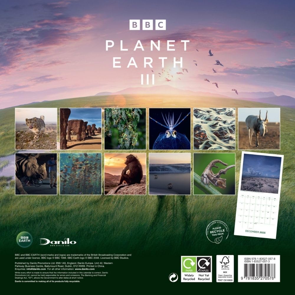 2025 Bbc Earth - Square Wall Calendar