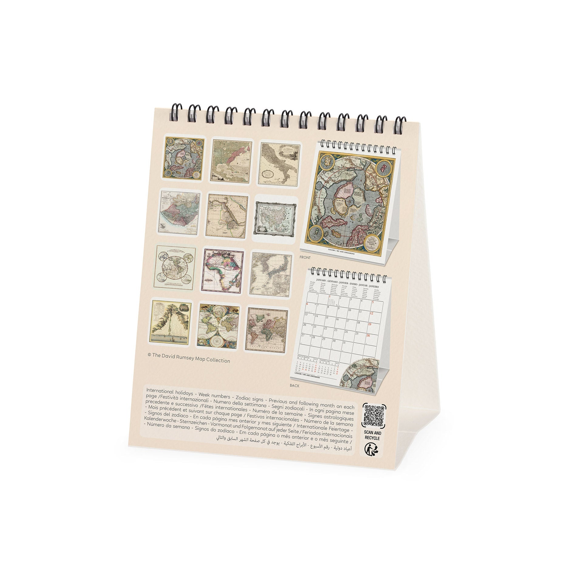 2025 Vintage Maps - Desk Easel Calendar