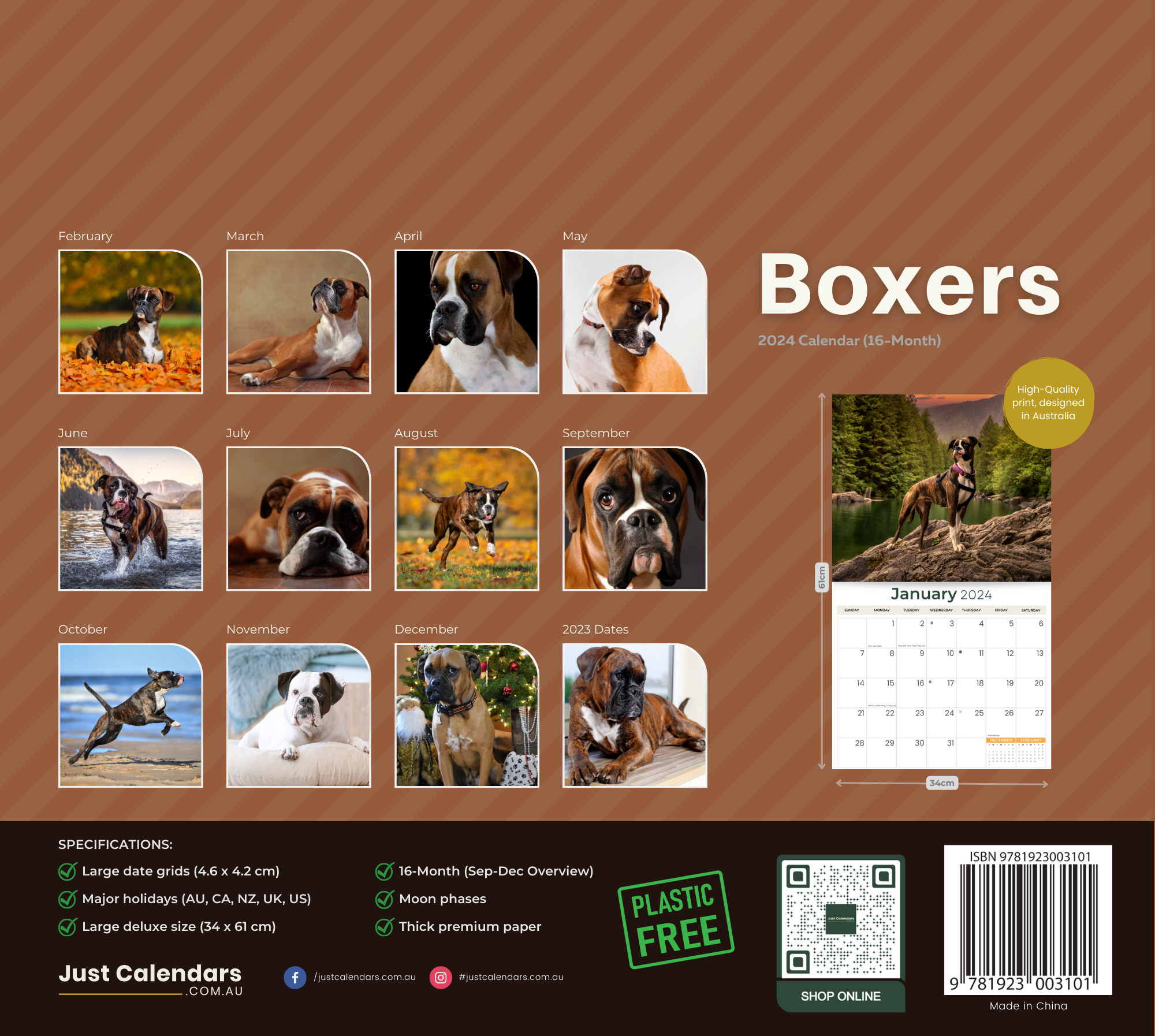 2024 Boxers - Deluxe Wall Calendar