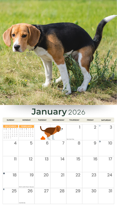 2026 Oooh Crap The Pooping Dogs Calendar Deluxe Wall Calendar