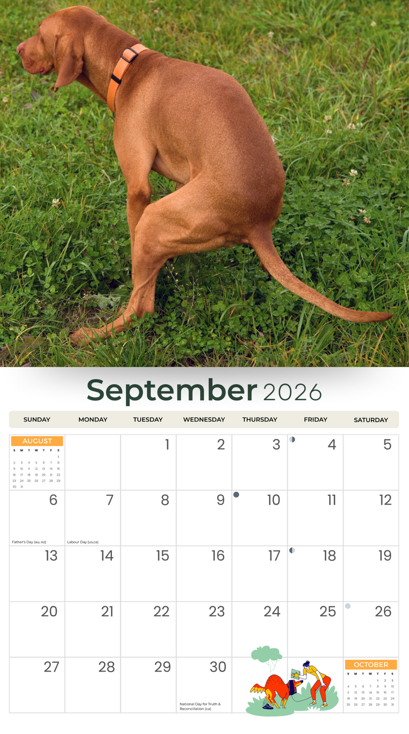 2026 Oooh Crap The Pooping Dogs Calendar Deluxe Wall Calendar