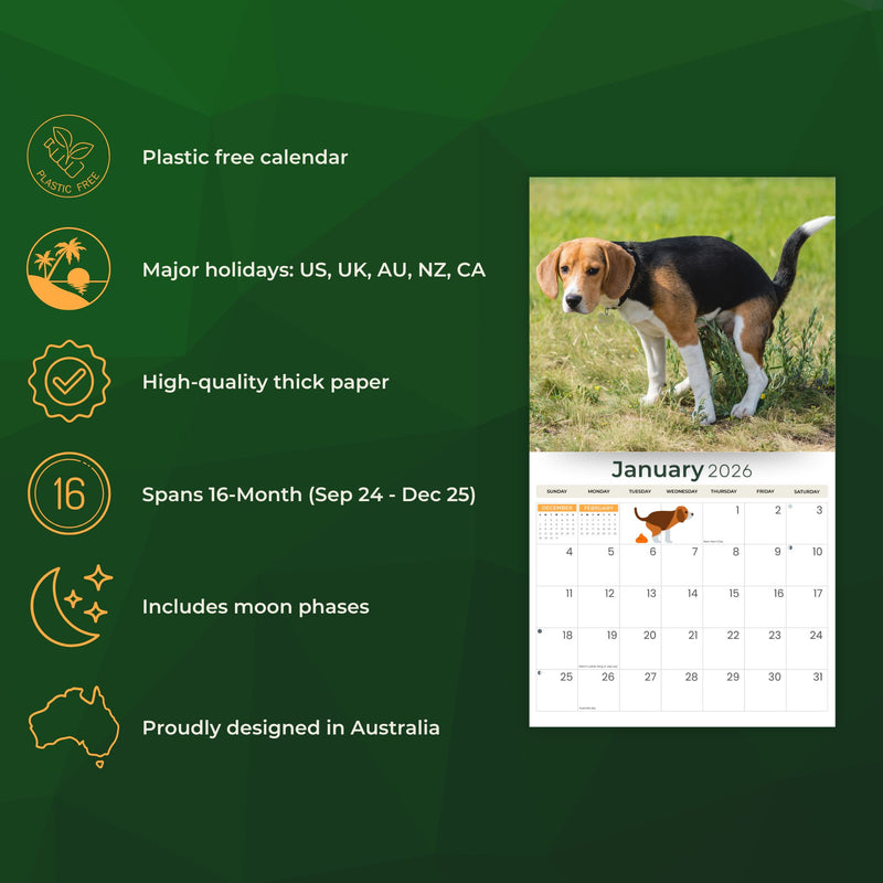 2026 Oooh Crap The Pooping Dogs Calendar Deluxe Wall Calendar