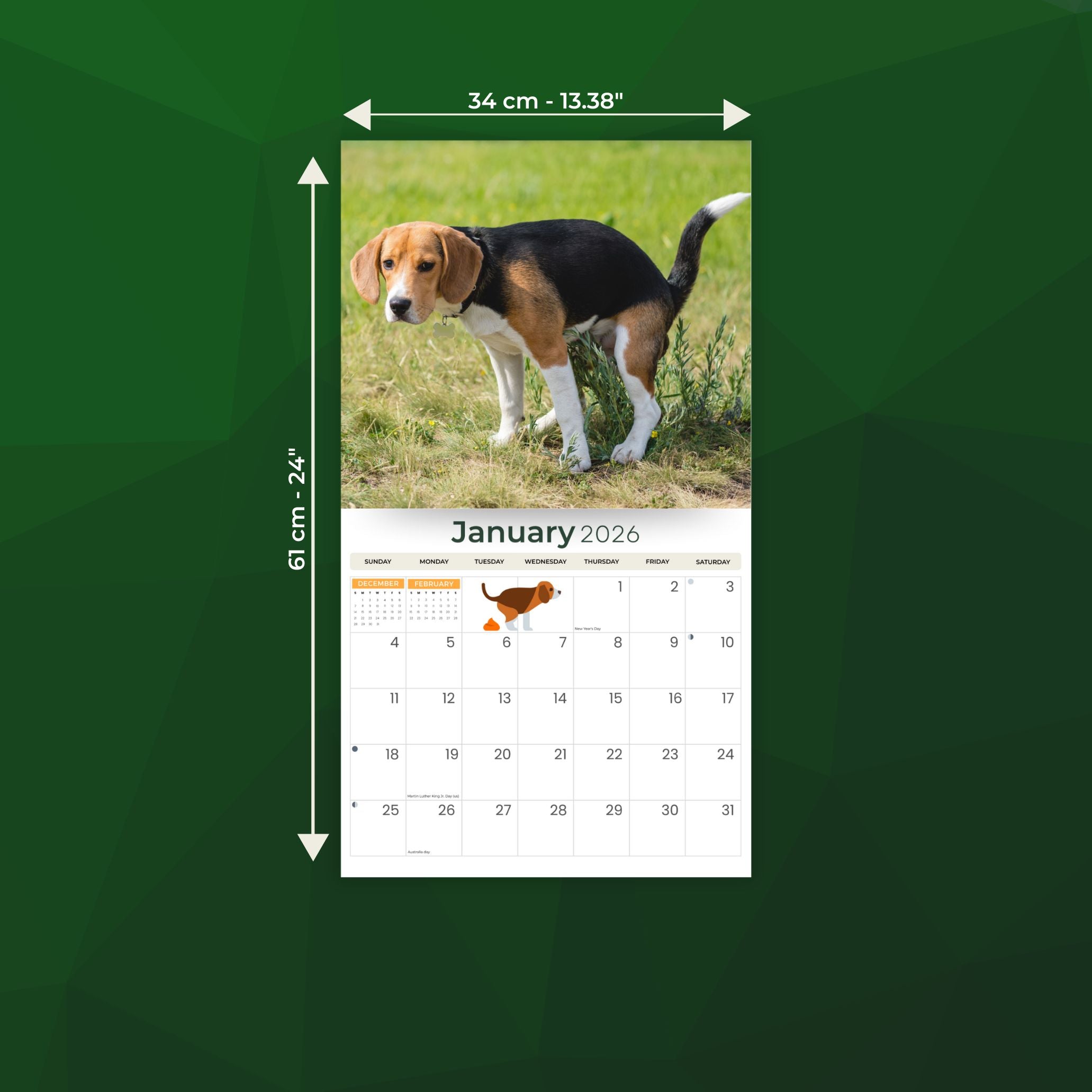 2026 Oooh Crap! The Pooping Dogs Calendar - Deluxe Wall Calendar