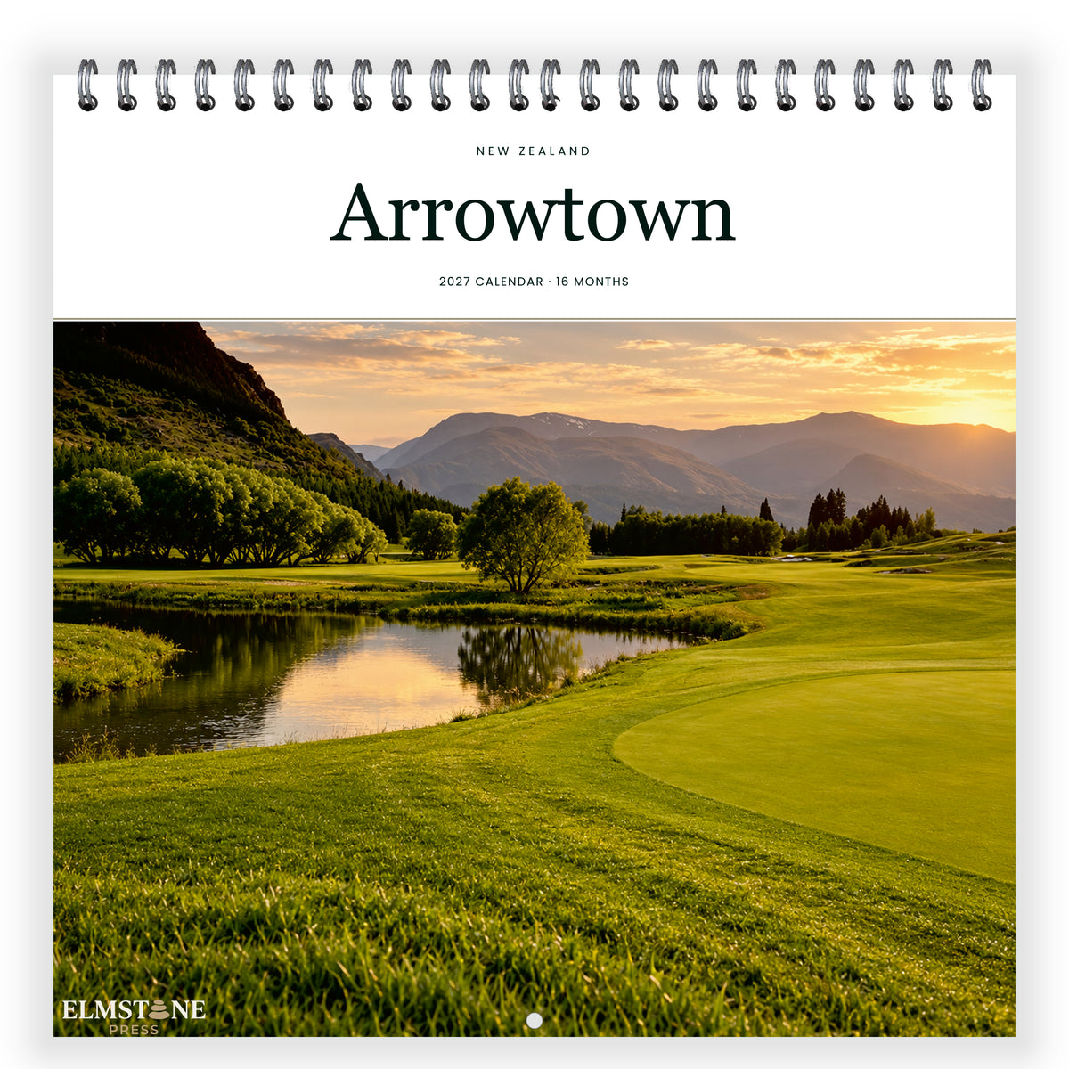 2027 Arrowtown New Zealand Wire-O square wall calendar - front cover