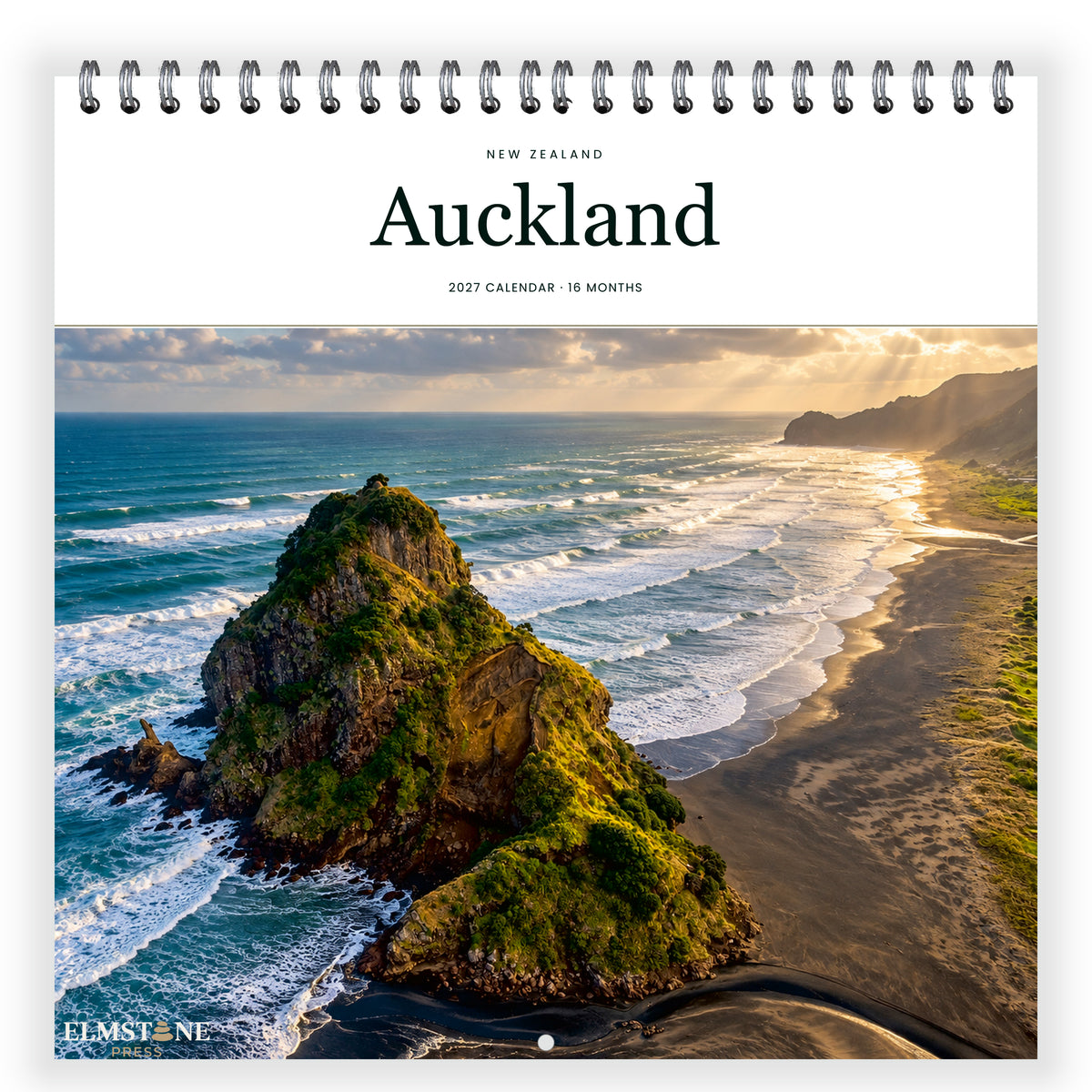 2027 Auckland New Zealand Wire-O square wall calendar - front cover