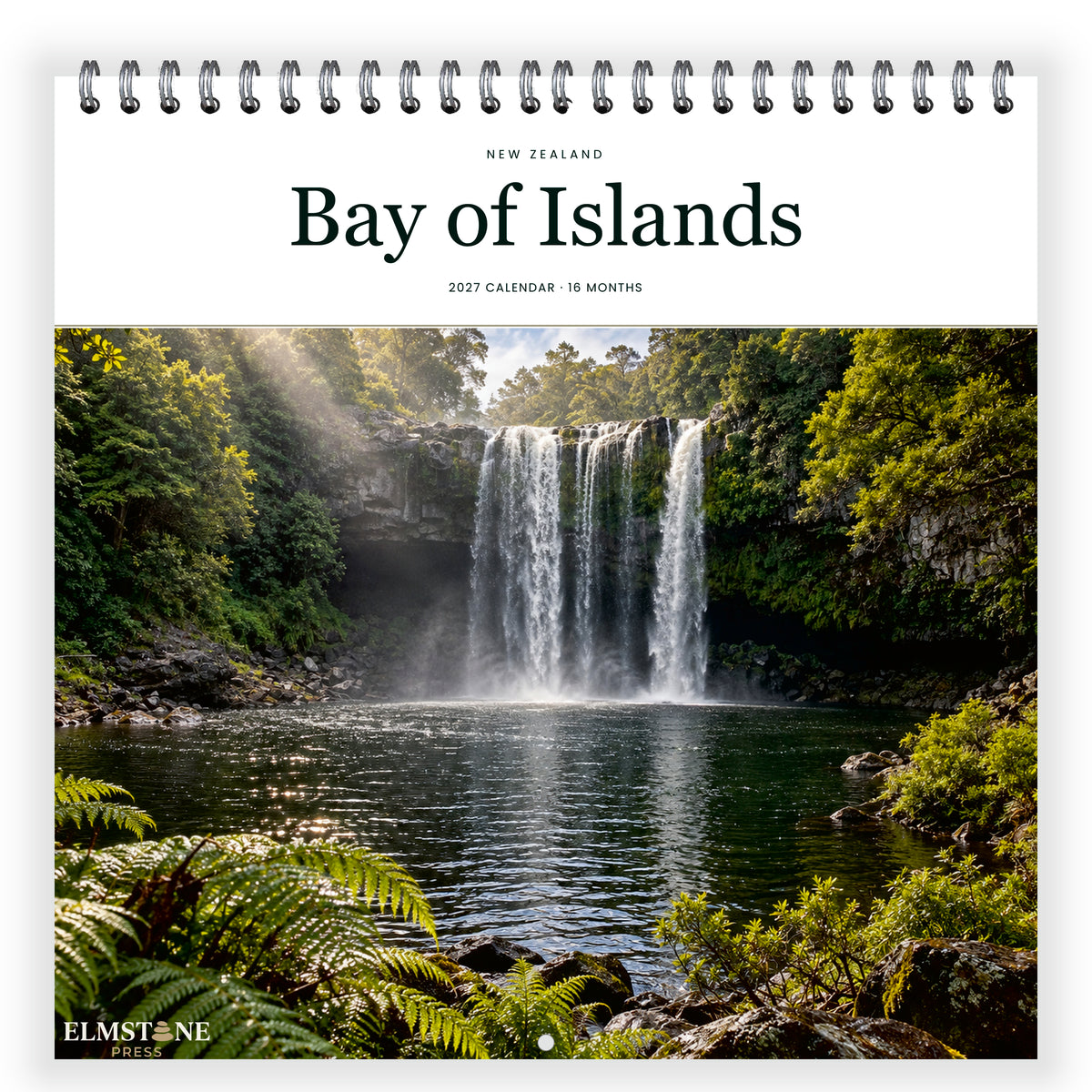 2027 Bay of Islands New Zealand Wire-O square wall calendar - front cover