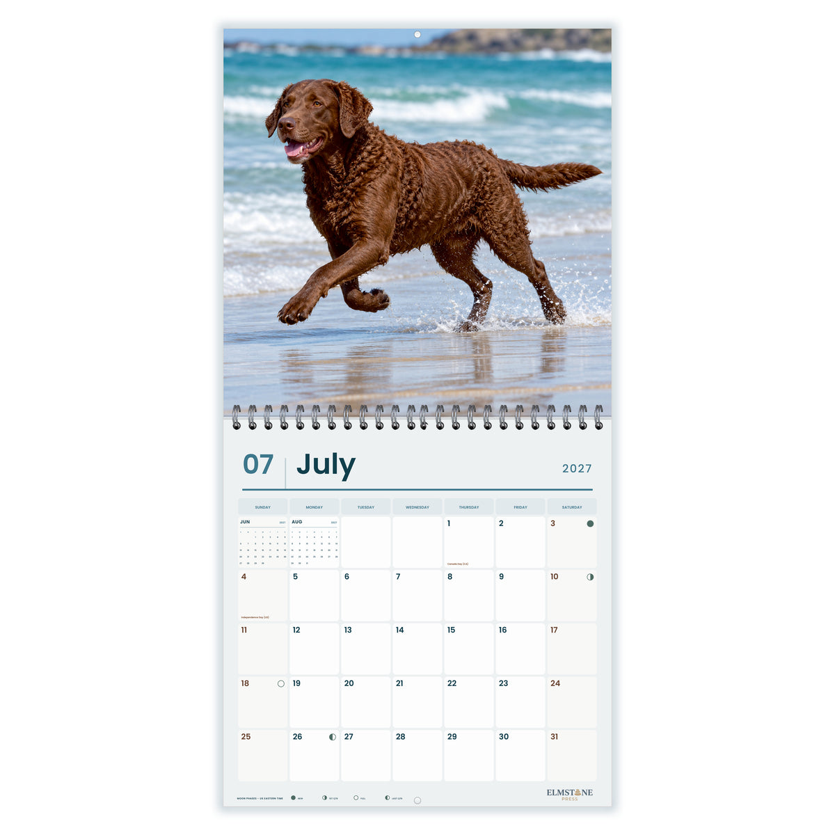 2027 Murray River Retrievers Wire-O square wall calendar - july open monthly spread on white