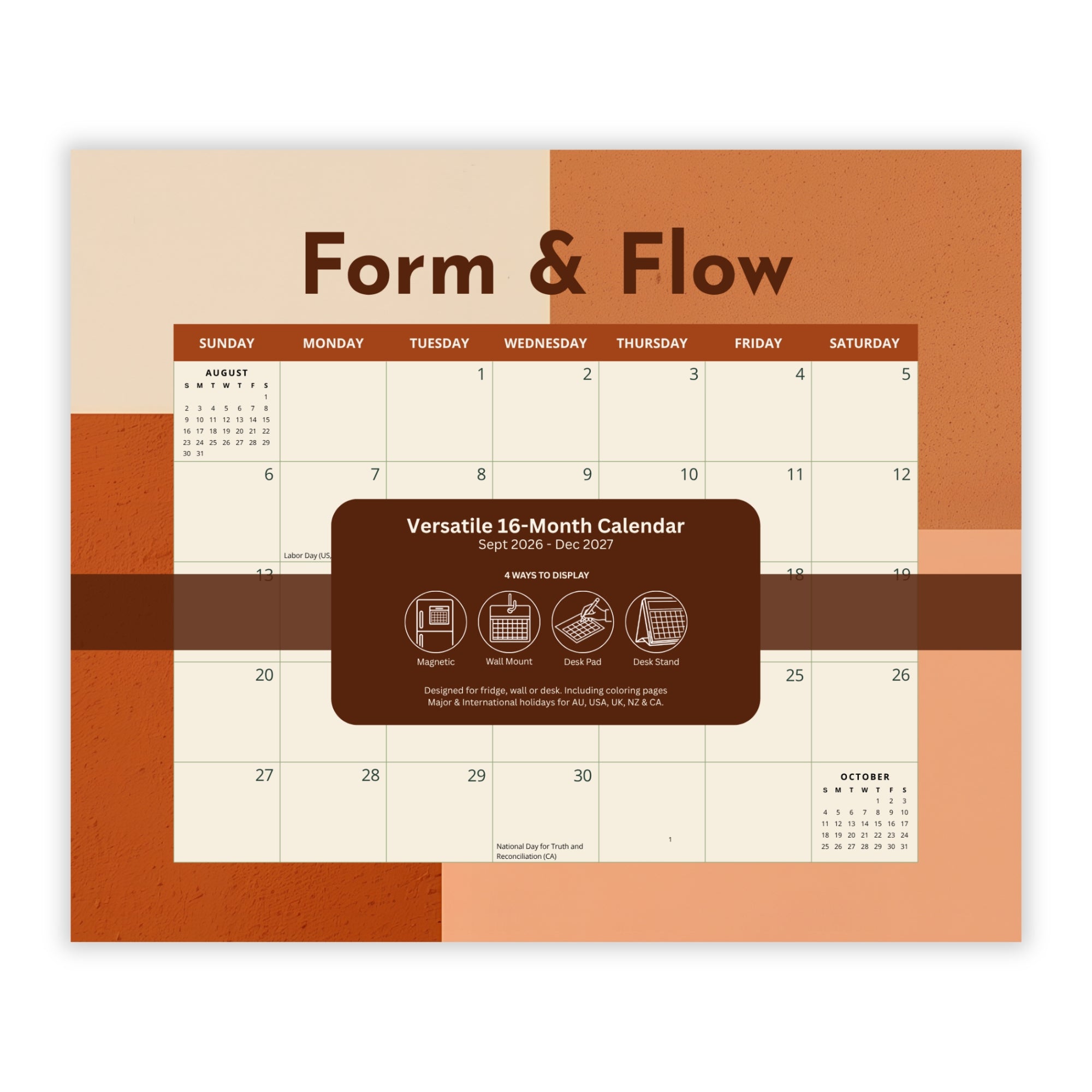 2027 Form & Flow - Versatile 4-in-1 Magnetic, Wall and Desk Calendar