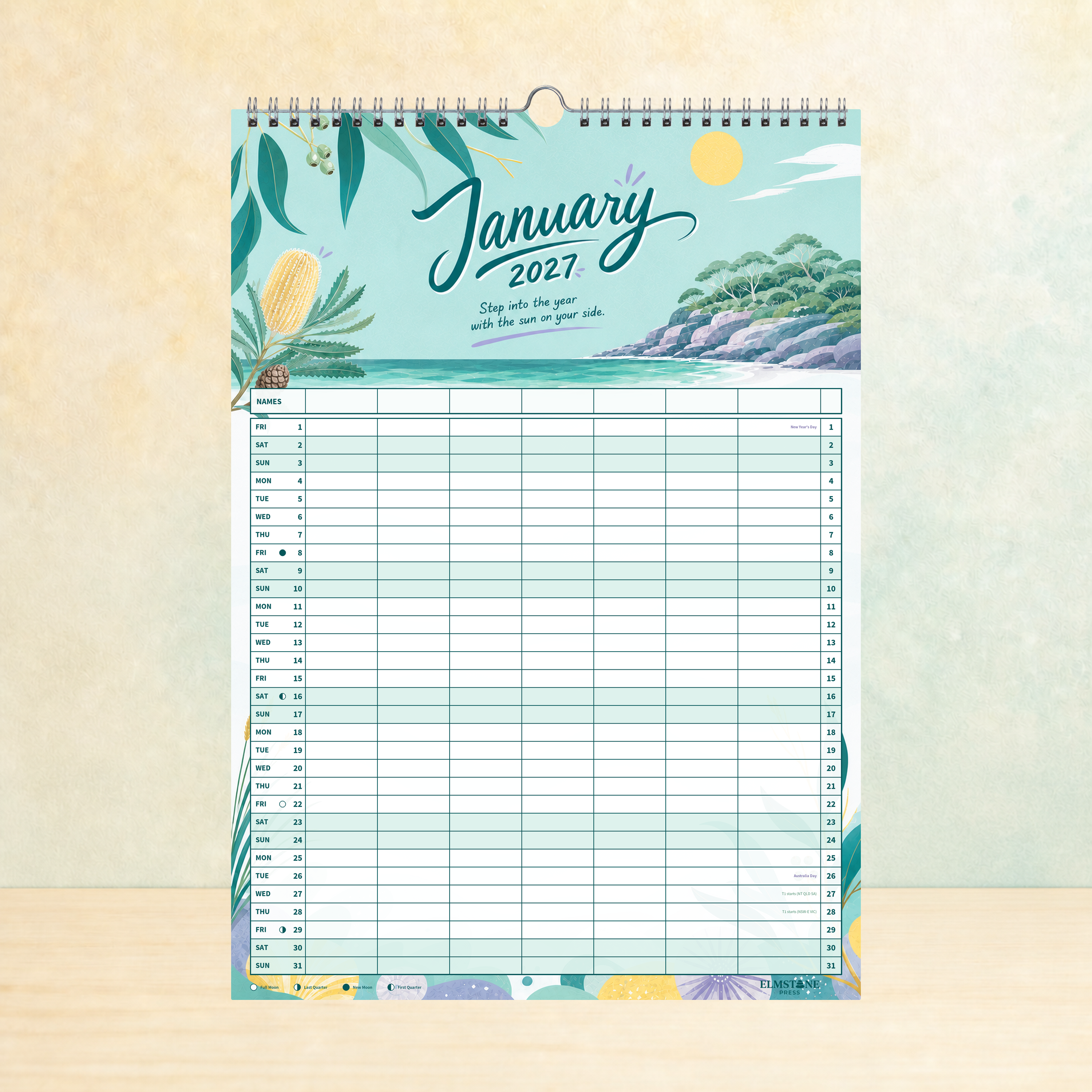 2027 Coast & Canopy - ONE BIG US A3 Australian Family Organiser Calendar - Image 02