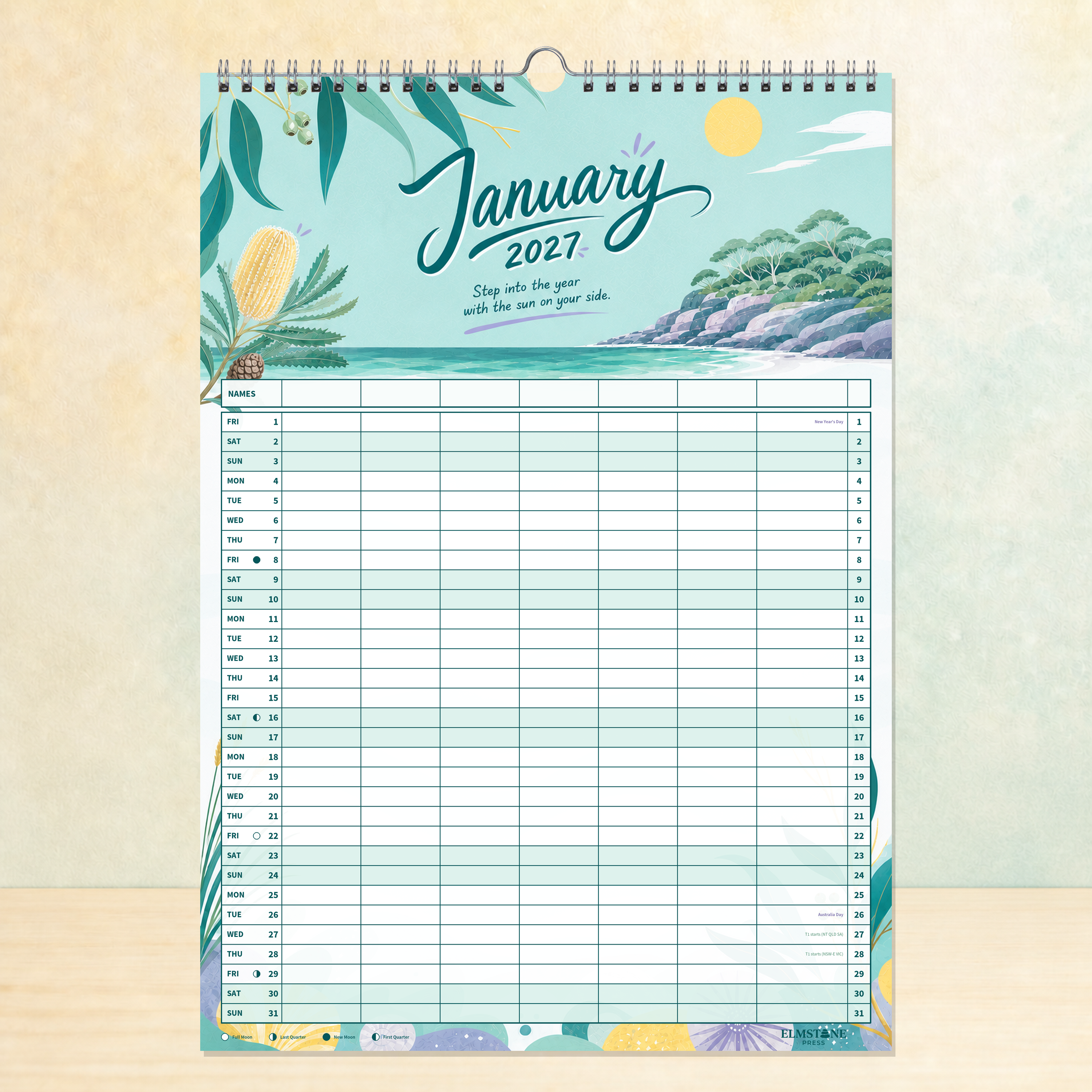 2027 Coast & Canopy - ONE BIG US A3 Australian Family Organiser Calendar - Image 02